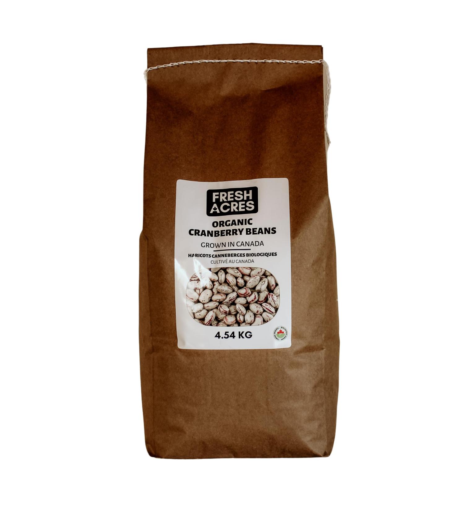 Organic Cranberry Beans (Romano Beans) Canadian Grown Bulk Dry 4.54 Kg Fresh Acres - Buy Online on GoSupps.com