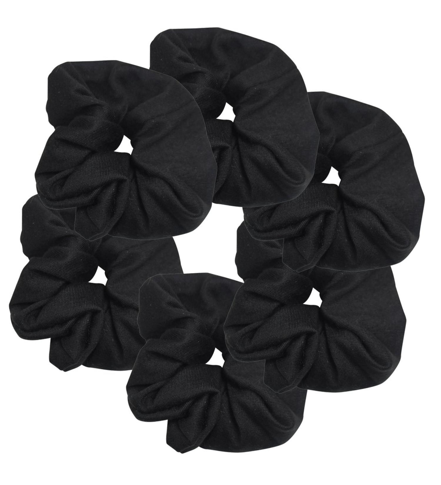 6 Pack Large Black Solid Scrunchies Hair Elastics - Buy Online on GoSupps.com