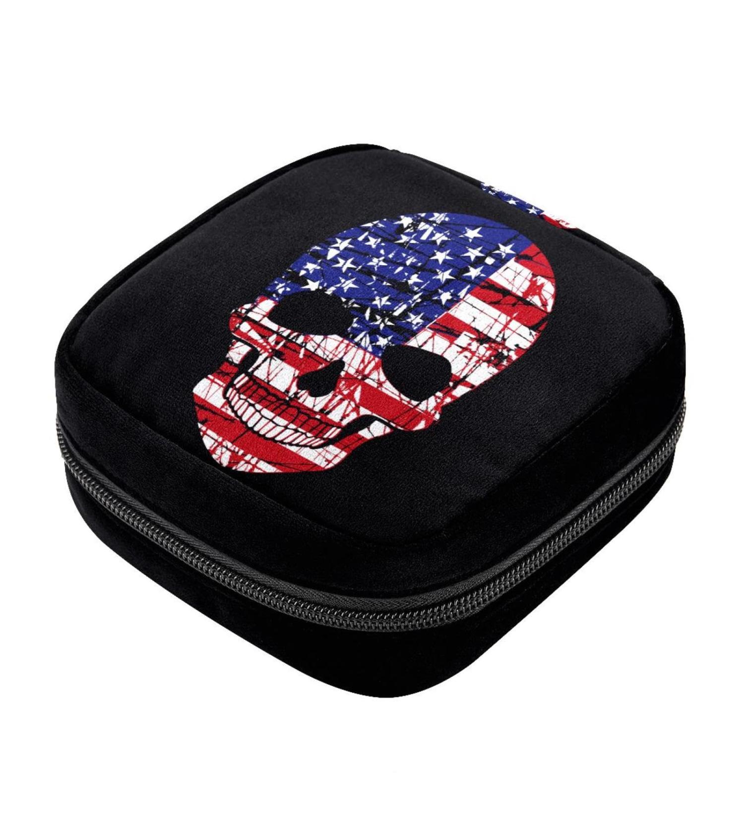 GIAPB Period Bag - Sanitary Napkin Storage & Makeup Pouch Pad Holder - Abstract Skull Color293 - Buy Online on GoSupps.com
