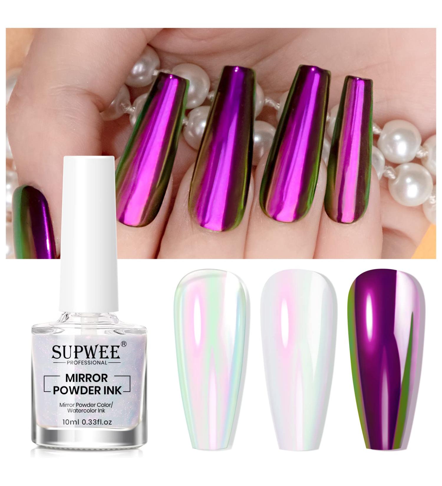 SUPWEE Chrome Nail Powder for Liquid Chrome Nails Chameleon Magic Mirror Effect Mermaid Pearl Pigment Holographic Glitter Nail Polish 10ml MJY003 - Buy Online on GoSupps.com