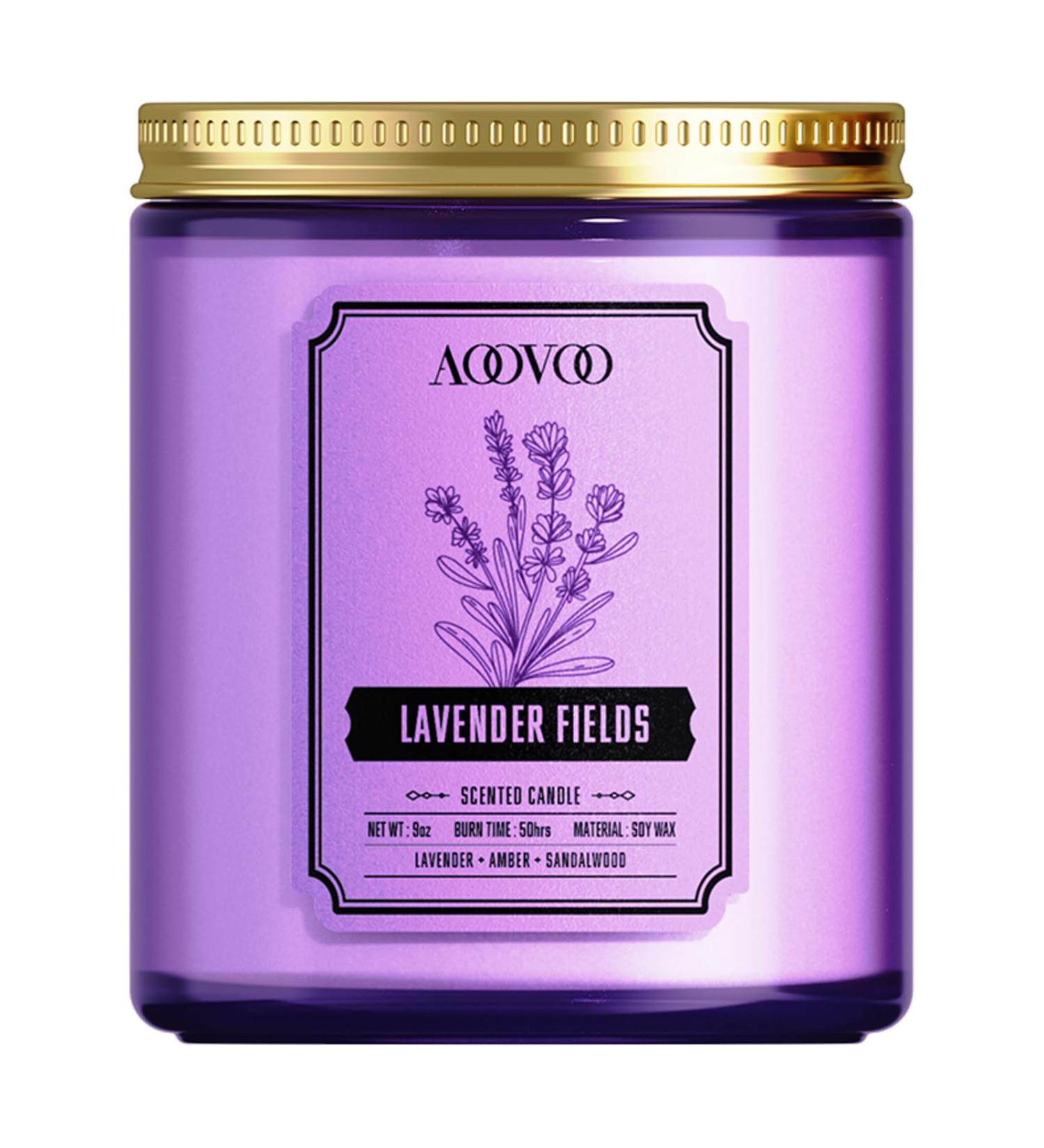 AOOVOO Lavender Candles Gifts - Aromatherapy Candle Soy Wax Candles for Home Scented 50H Burn 9oz