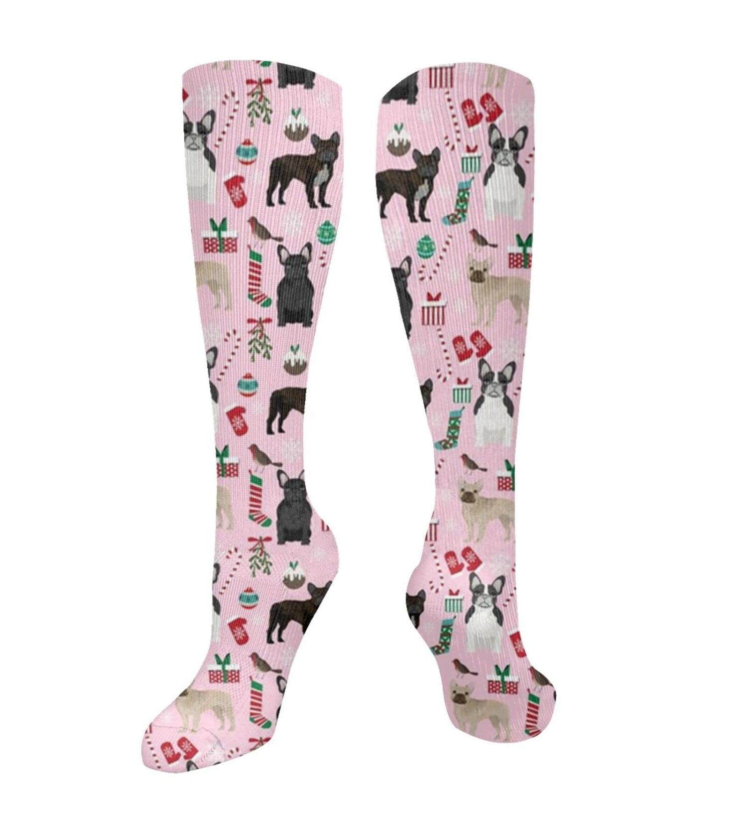 French Bulldog Christmas Compression Socks | Holiday 15-20 mmHg Support for Men & Women - Buy Online on GoSupps.com