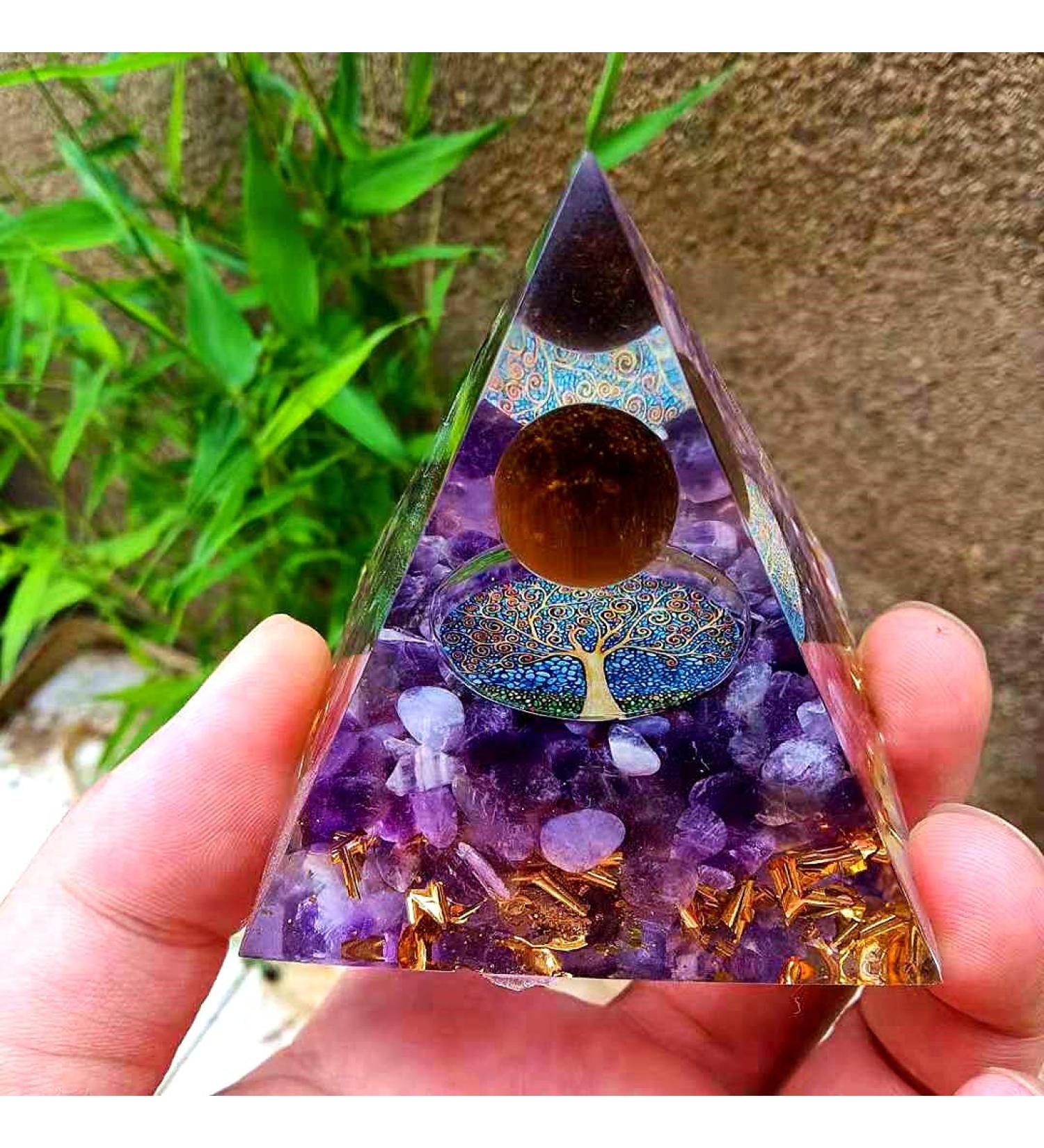 Ycyiingcheng Crystal Orgonite Pyramid - Energy Protection & Chakra Healing Crystals for Positive Energy, Reiki Supplies - Home Decor Gift - Buy Online on GoSupps.com