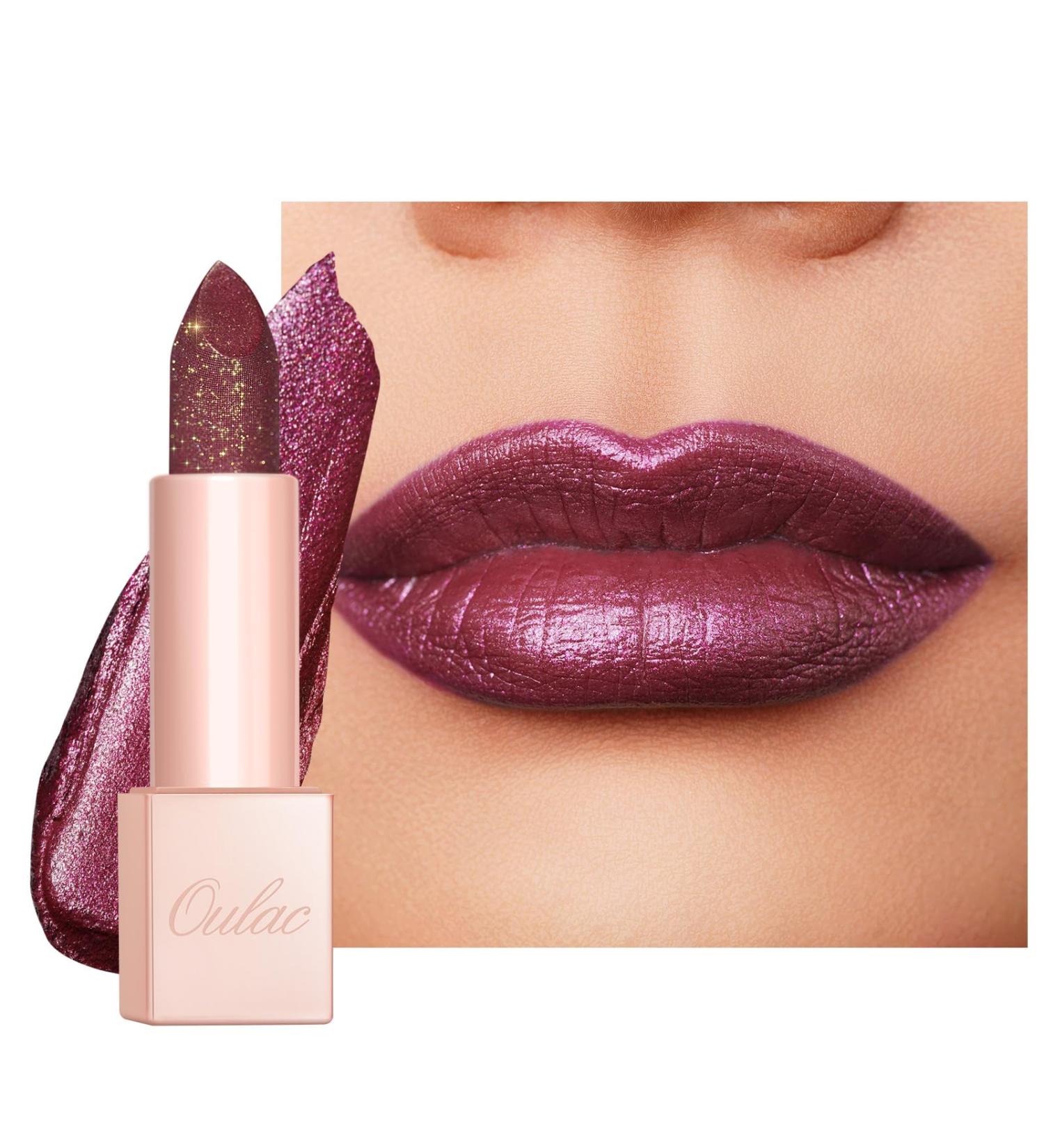 Oulac Diamond Lustre Lipstick Plum - Highly Pigmented Long-Lasting Vegan Lip Makeup | D05 Wildfire - Shop Internationally - Buy Online on GoSupps.com