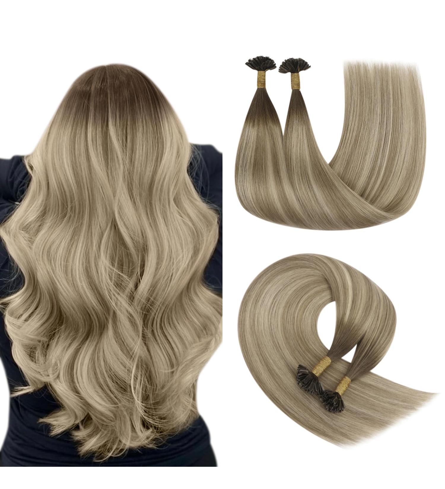 Youngsee Real Hair Extensions - 45cm Balayage U Tip Bonding Remy Keratin Hair Extensions 50g #3/8/22 for Gorgeous Brown & Blond Highlights - Buy Online on GoSupps.com