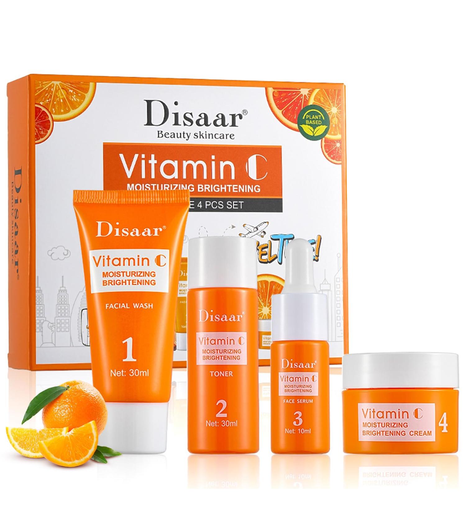 Vitamin C Skincare Set for Teens | 5-in-1 Travel Size Facial Kit for Women & Girls | Cleanser Toner Serum Cream for Deep Nourishment & Smooth Skin - Buy Online on GoSupps.com