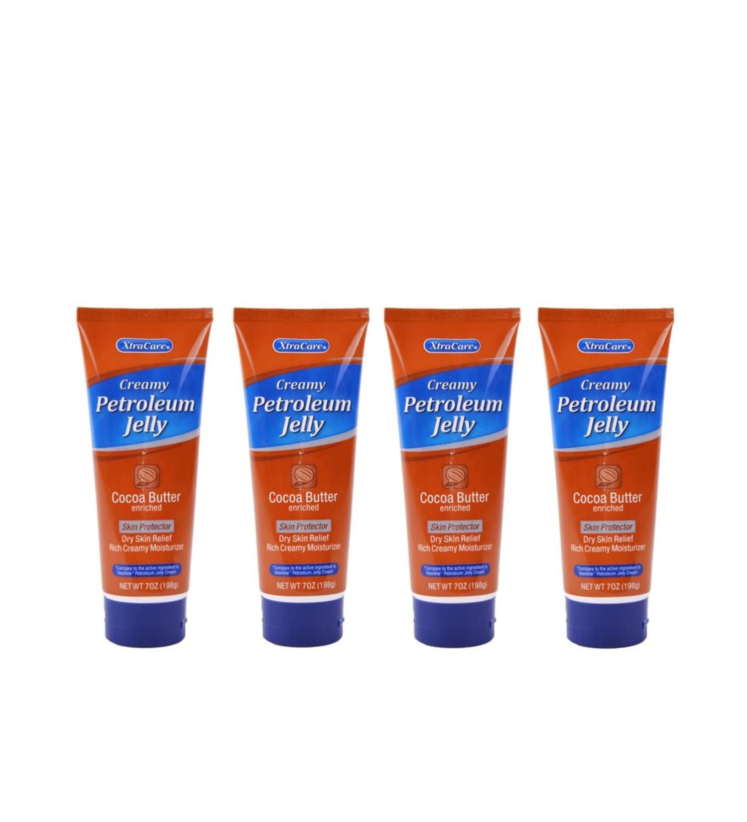 4 Pack of Xtra Care Creamy Petroleum Jelly Skin Moisturizer Cocoa Butter Enriched 7 Ounces Each