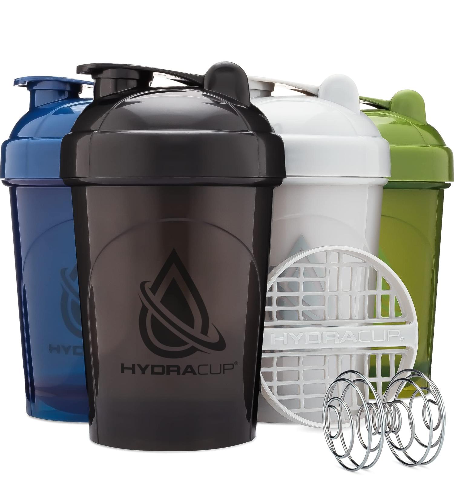 Hydra Cup 4 Pack 20oz Shaker Bottles Set - Protein Shaker Cups with Wire Whisk & Mixing Grid - BPA Free Blender Bottles - Buy Online on GoSupps.com