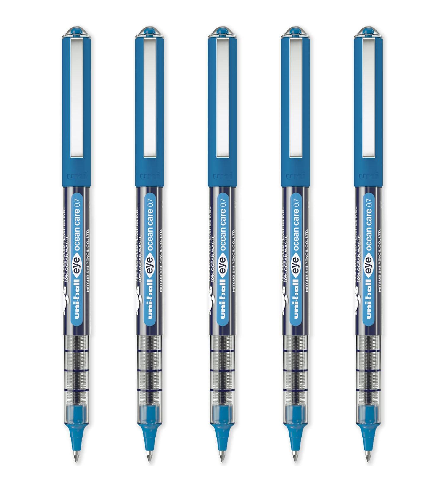 Uni-Ball Eye Ocean Care UB-157ROP 0.7mm Fine Ballpoint Pen - Water-Repellent Blue Ink for Writing Drawing & Art (5-Pack) - Buy Online on GoSupps.com