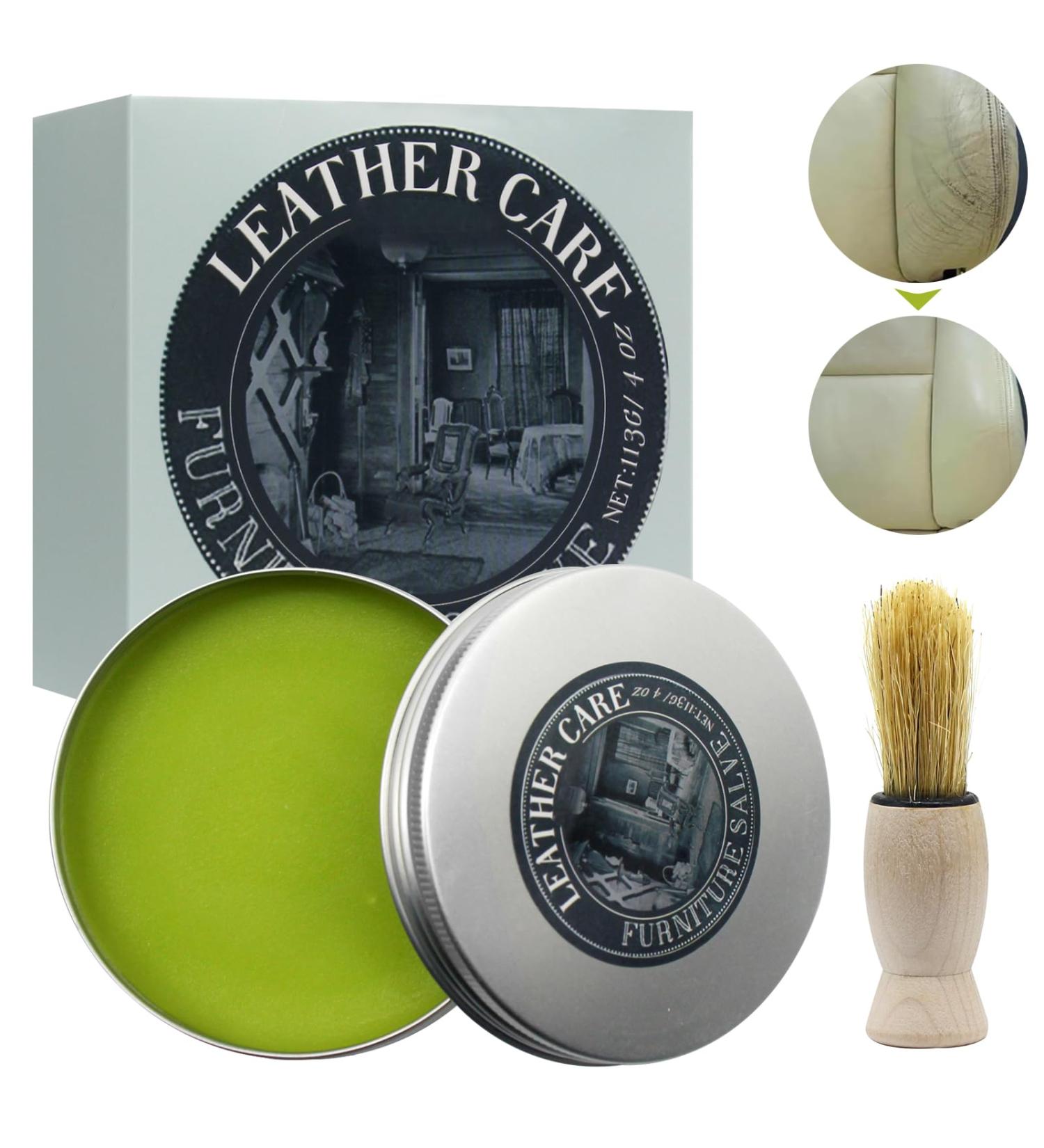 Leather Salve for Furniture Leather Cleaner Leather Furniture Care Leather Salve with Brush for Wood Leather Surfaces nourishes Sofas Car Seats Shoes - Buy Online on GoSupps.com