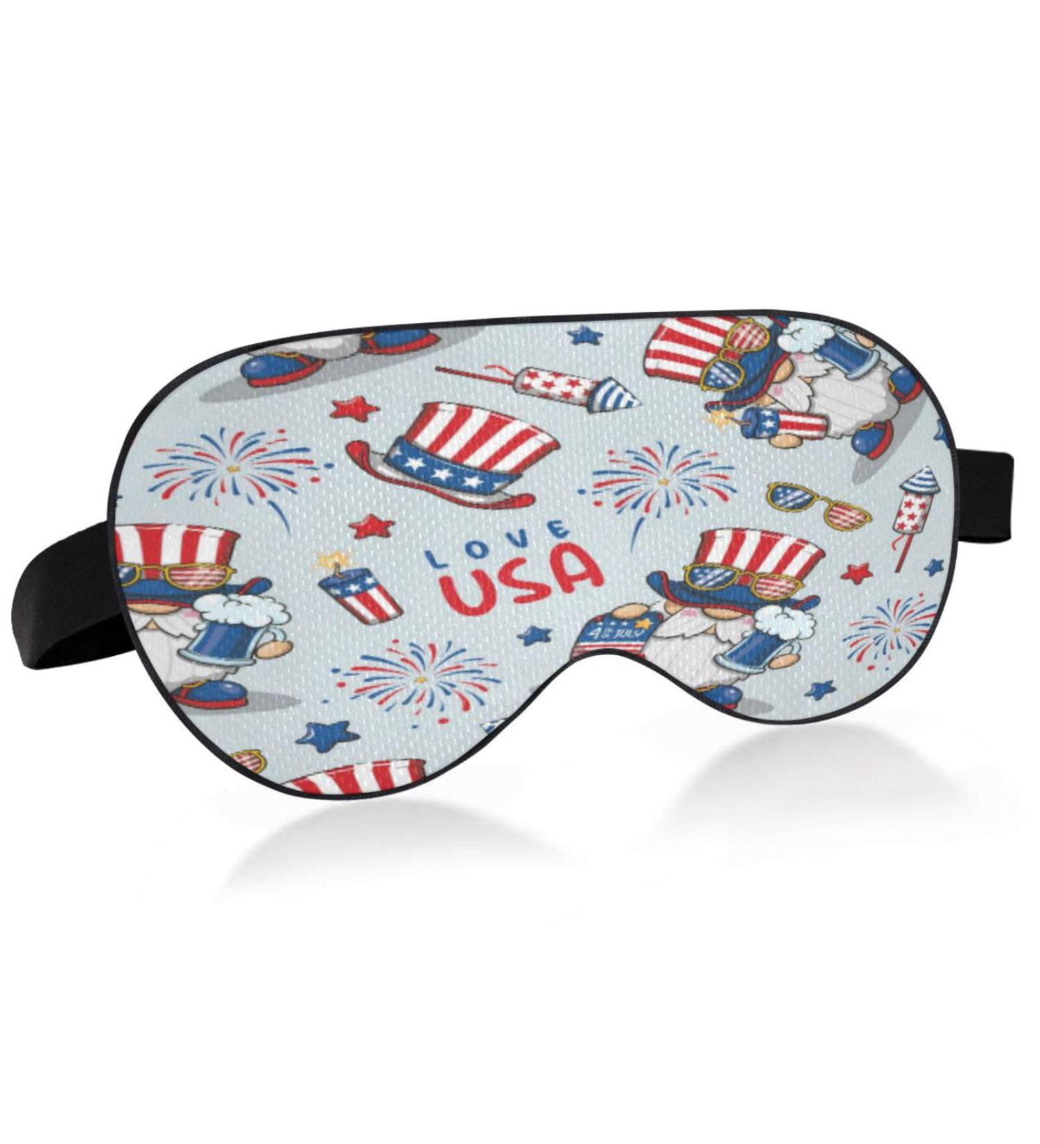 4th of July America Sleep Mask - Light Blocking Eye Cover for Men & Women | Adjustable Soft Gnome Blindfold for Travel & Naps - Buy Online on GoSupps.com