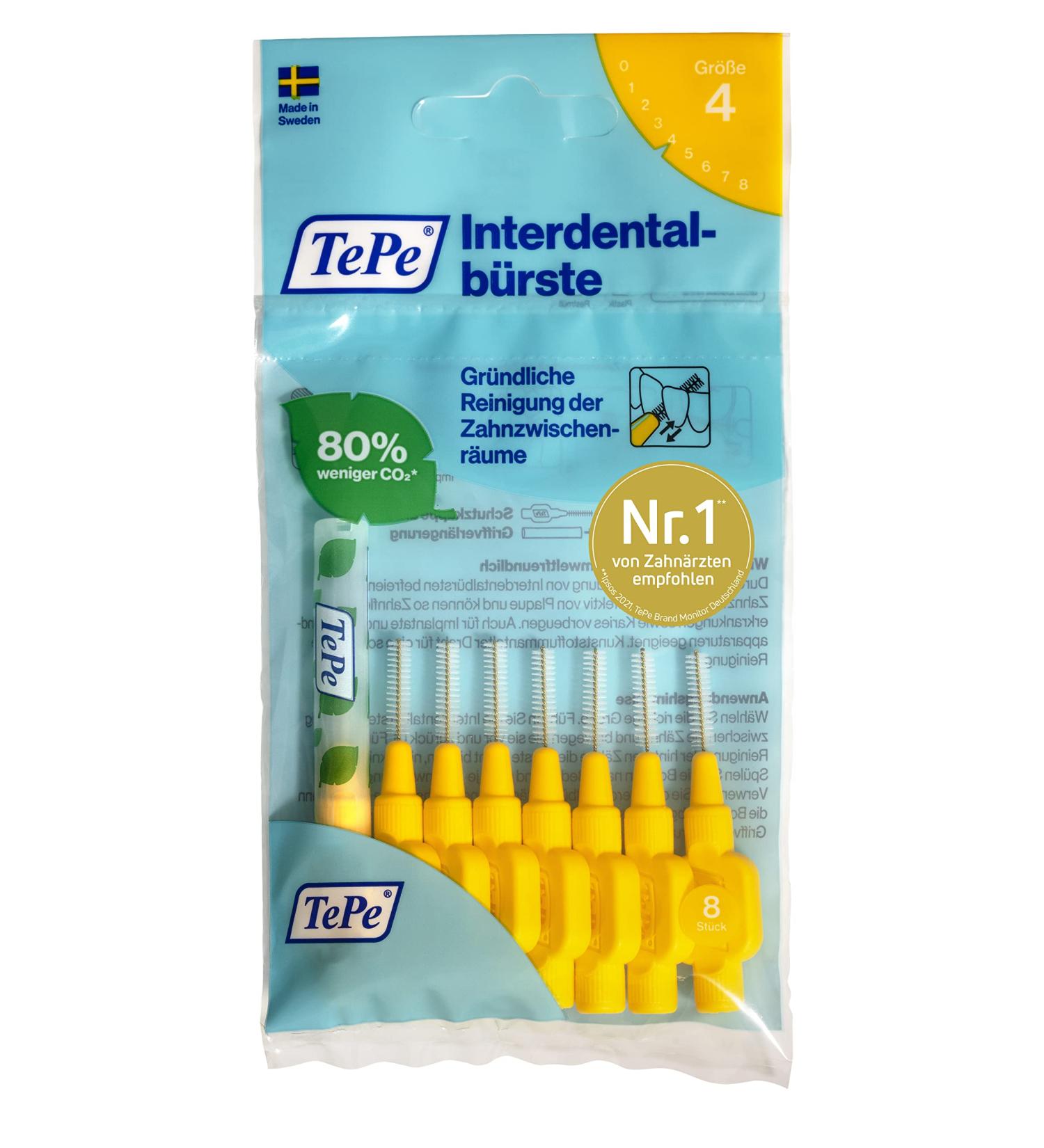 TEPE Interdental Brushes Original Yellow 0.7 mm - 8 Pack | Best for Oral Hygiene & Dental Care - Buy Online on GoSupps.com