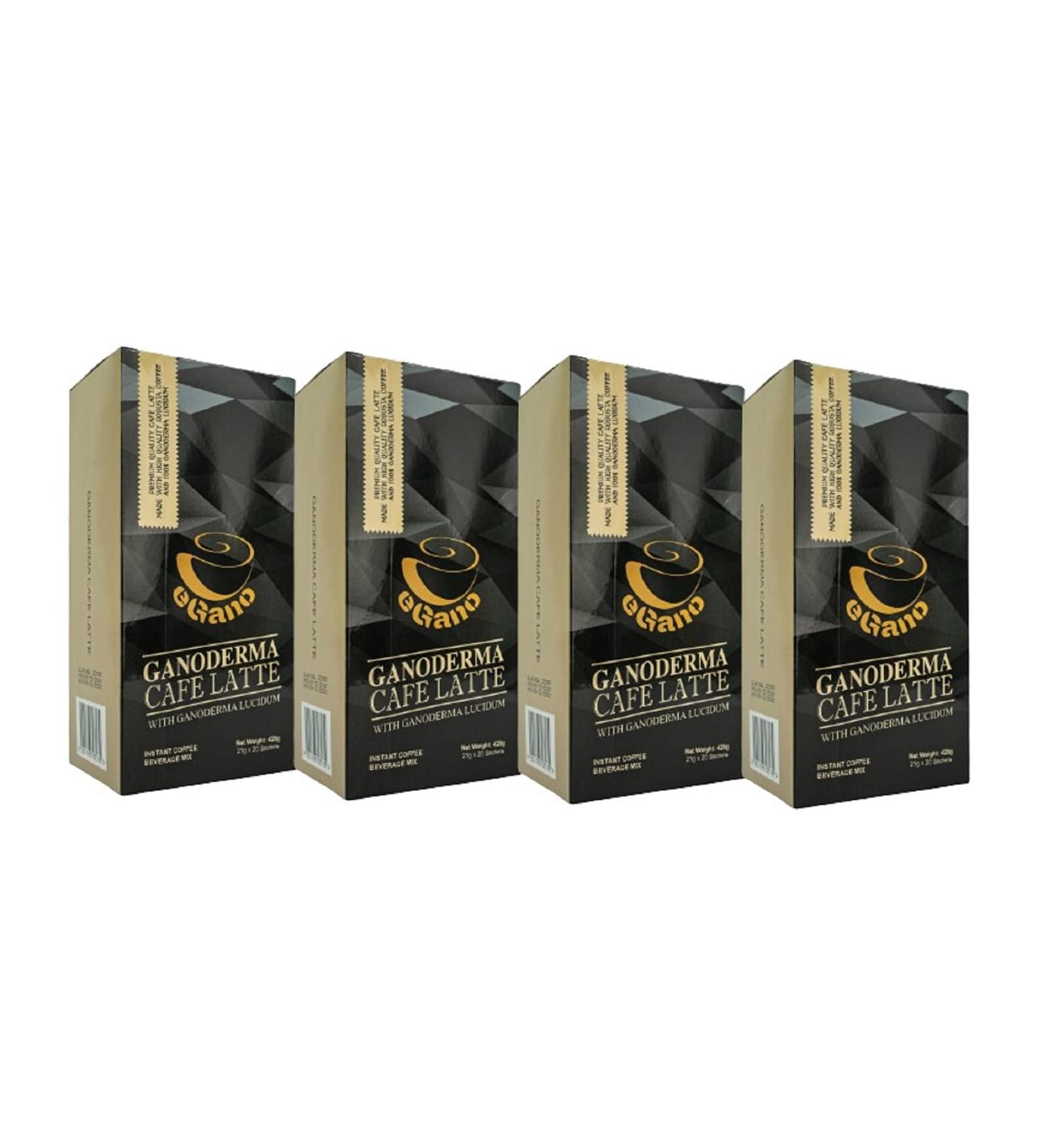 Set de 4 bo tes Ganoderma cafe latte avec Ganoderma Lucidum (21 g x 20 sachets / bo te) - Buy Online on GoSupps.com