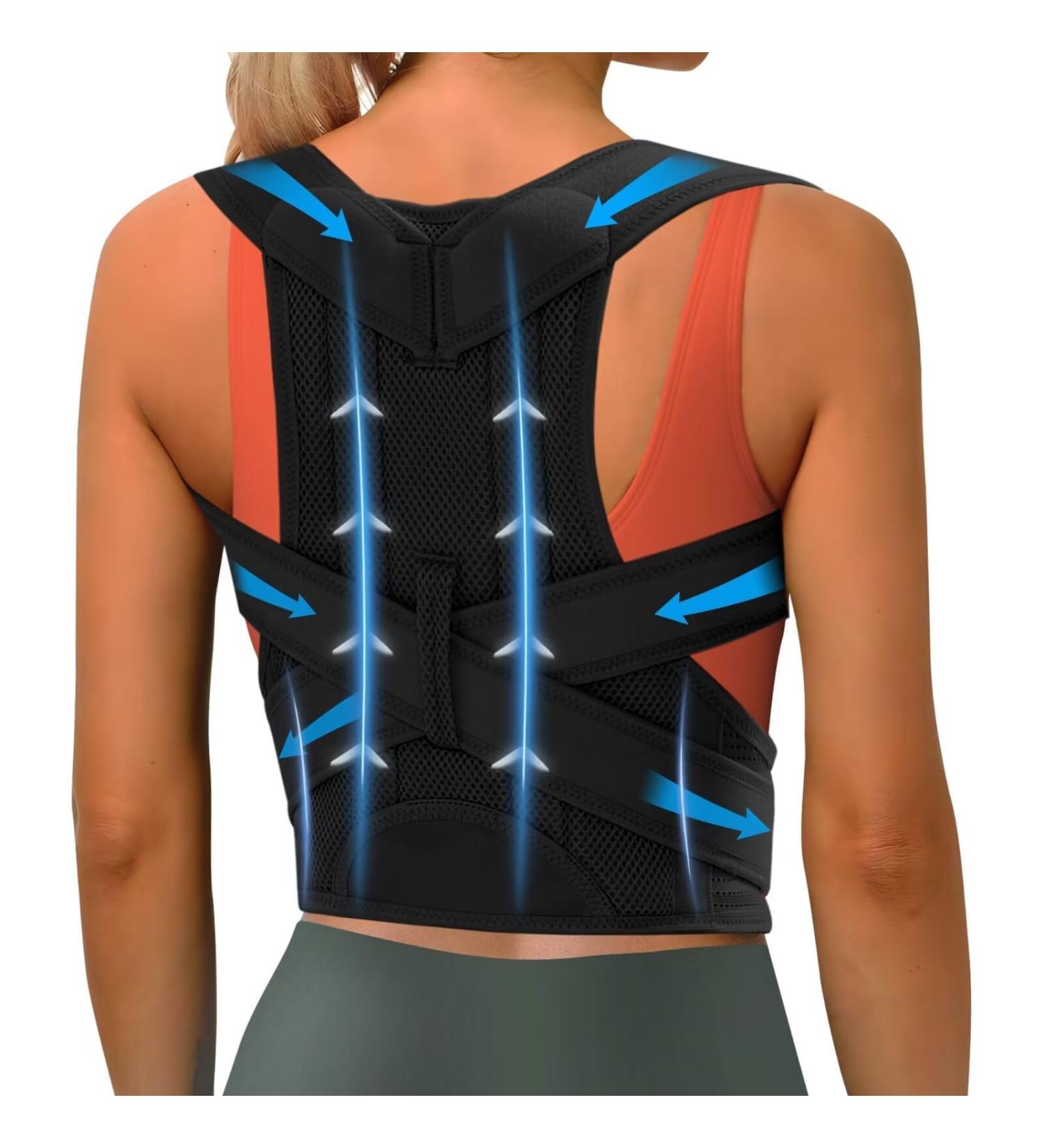 Back Brace Posture Corrector for Men & Women - Adjustable Full Back Support for Scoliosis Relief Hunchback Correction & Pain Relief - Large Size - Buy Online on GoSupps.com