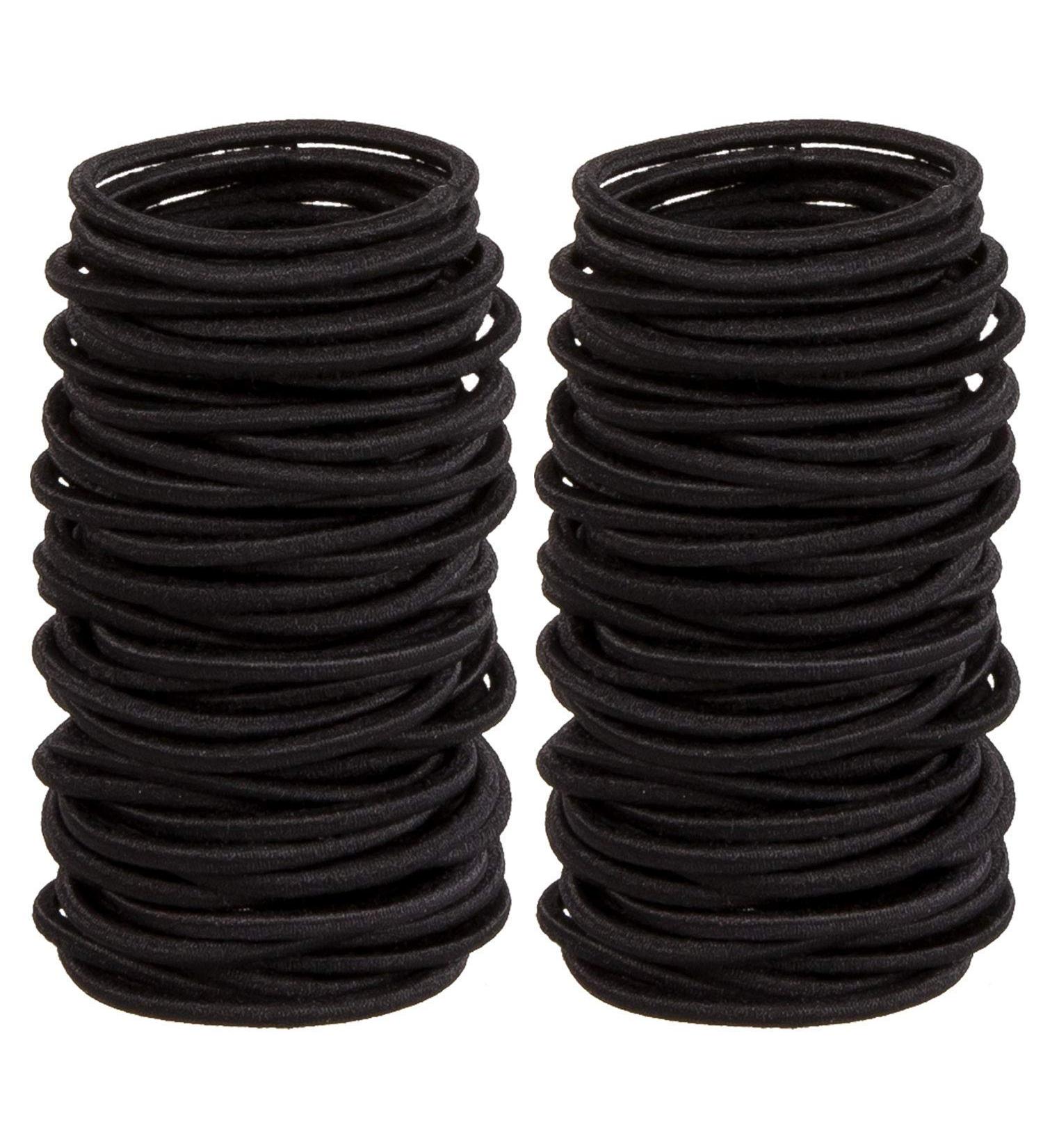 300 Black No Crease Hair Ties - Elastic Ponytail Holders for Thick, Heavy, Curly Hair - Buy Online on GoSupps.com