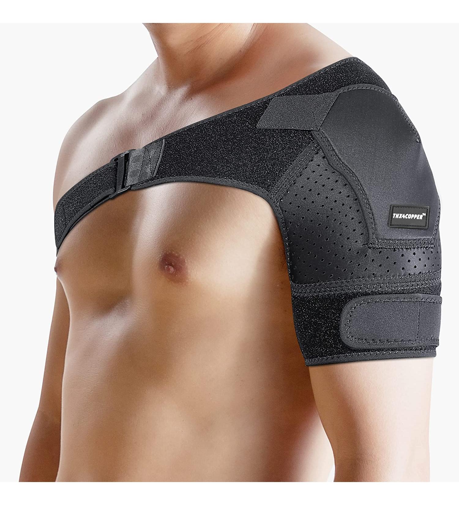 Thx4Copper Adjustable Shoulder Bandage - Dual Support for Shoulder Pain Relief (Unisex L/XL) - Fits Left/Right - Buy Online on GoSupps.com