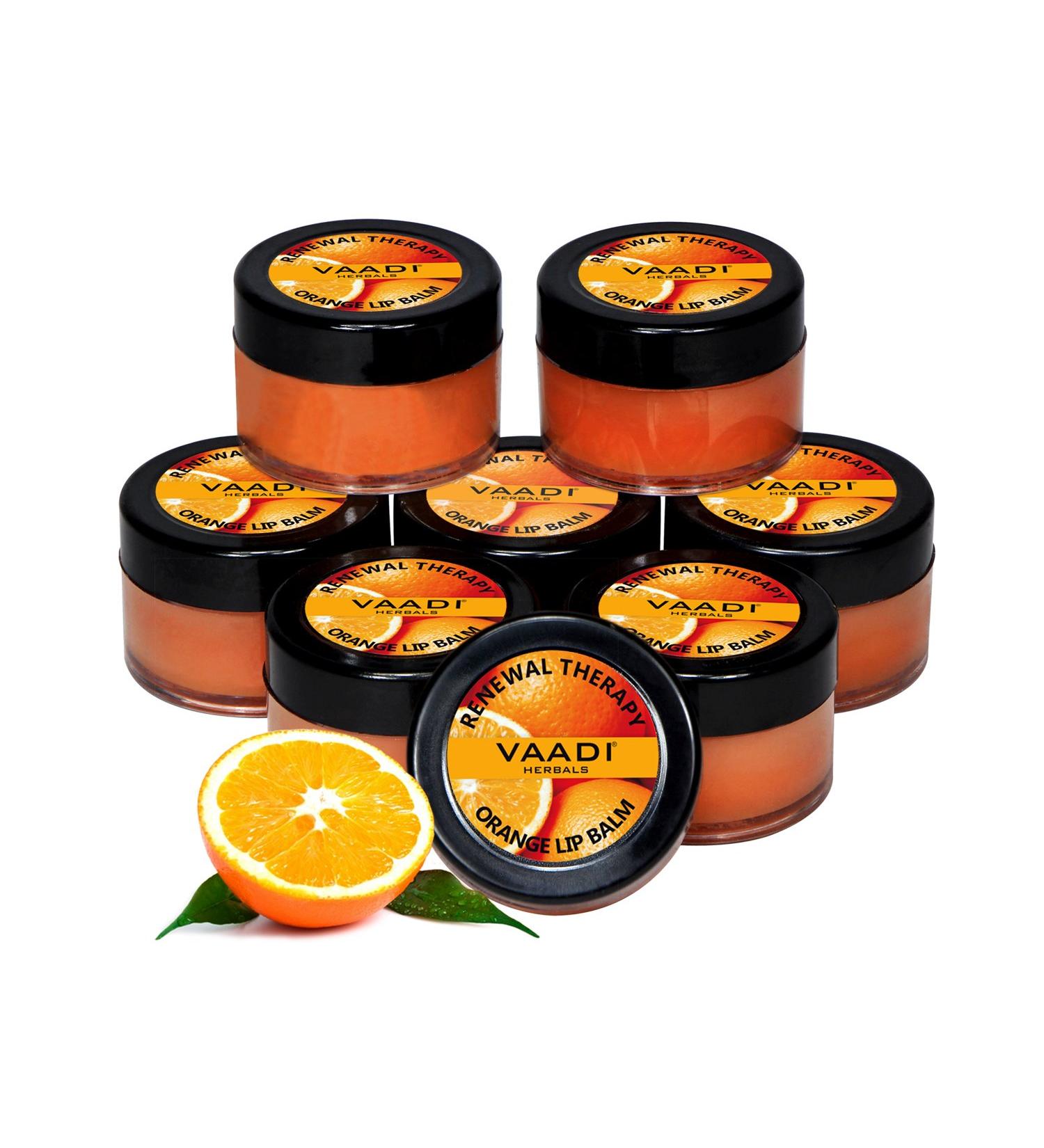 Vaadi Herbals Renewal Therapy Lip Balm - Orange & Shea Butter Flavor - All Natural - Pack of 8 (10g each) - International Shipping Available - Buy Online on GoSupps.com