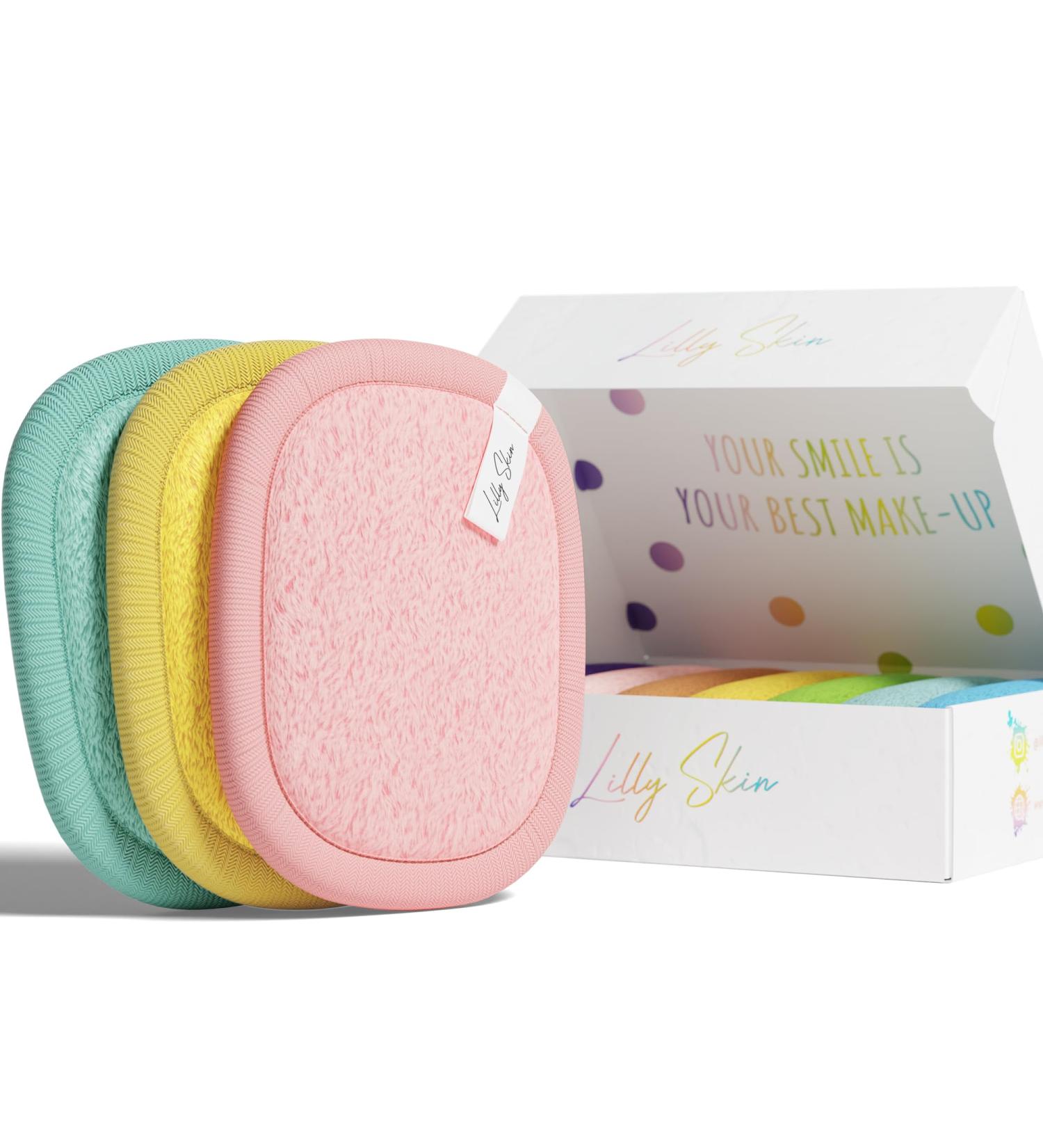 Lilly Skin Washable Reusable Makeup Remover Pads - Square Microfibre Cleansing and Exfoliating Wipes for Facial Skin - Box of 7 Faux Cotton Fabric Pads - Rainbow - XL - Buy Online on GoSupps.com
