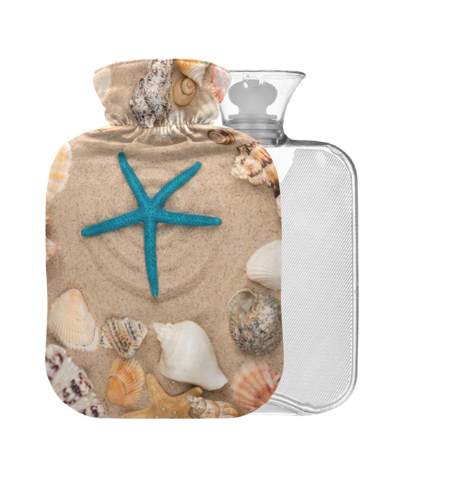 Sea Shells Hot Water Bottle with Cover | 1L Small Pain Relief Bag | BPA-Free for Hands & Feet - Buy Online on GoSupps.com