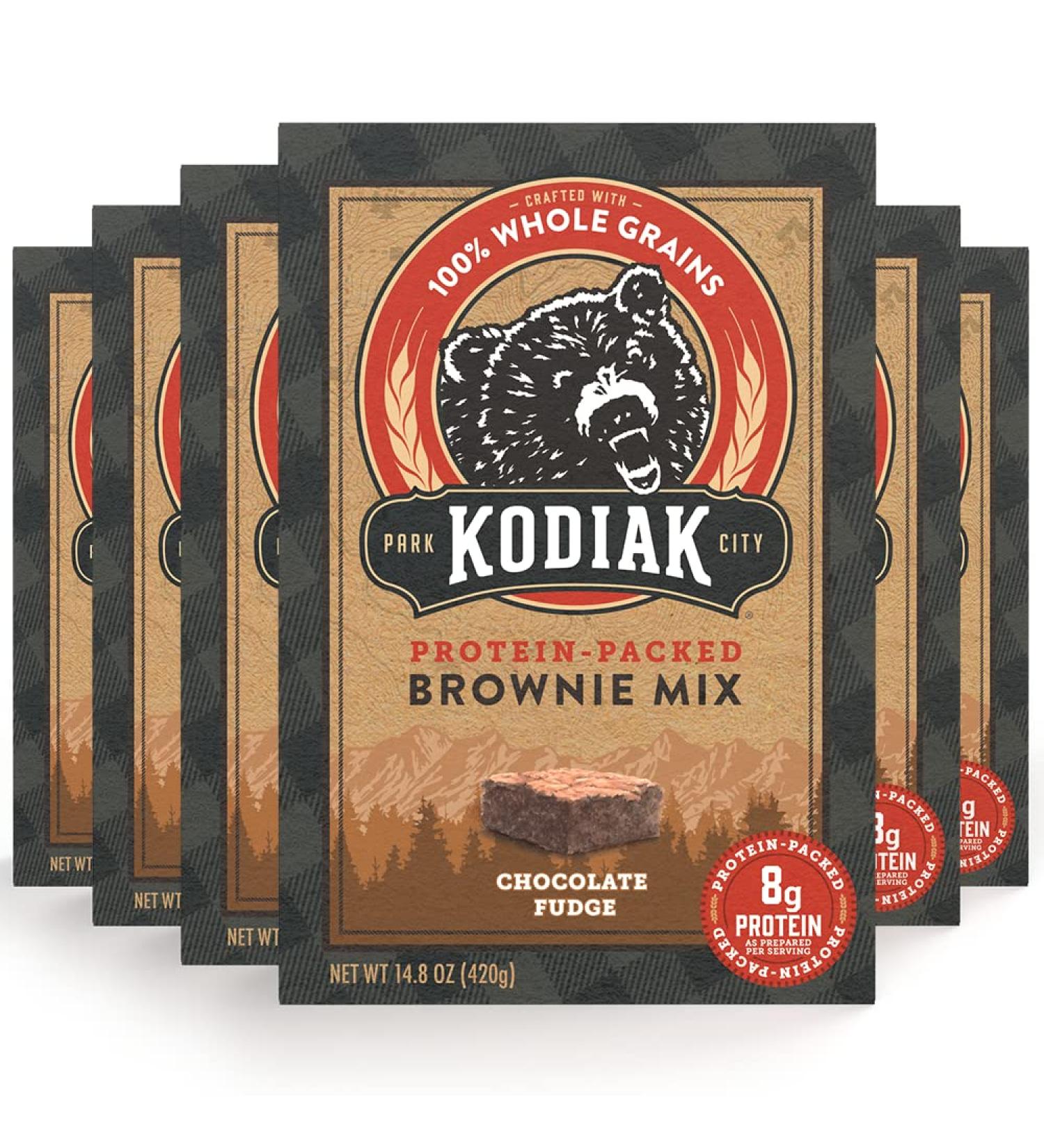Kodiak Cakes Protein Brownie Mix - 8g Protein Per Serving - 100% Whole Grains - Chocolate Fudge - 14.8oz (Pack of 6) - Buy Online on GoSupps.com