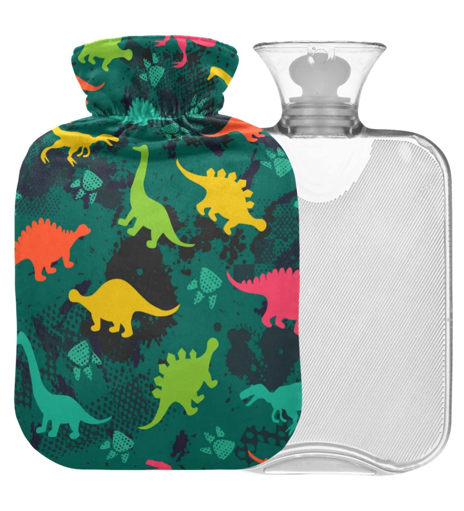 NAANLE Camouflage Dinosaurs 2L Hot Water Bottle - Large Transparent Heat Therapy for Hand & Foot Pain Relief - Buy Online on GoSupps.com