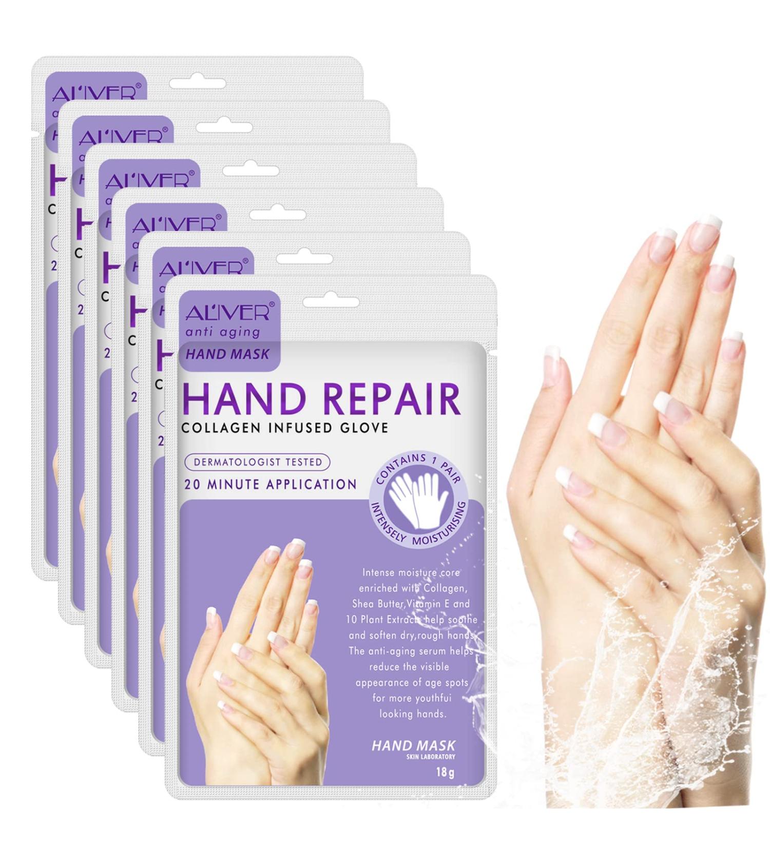 CCKULOOB Hand Mask 6 Pairs Super Hydrating Hand Mask Moisturizing Hand Mask that Enriched with Collagen Shea Butter and Vitamin-E to Revive Dry Rough and Cracked Skin (6 Lavender) 6 Packs Lavender - Buy Online on GoSupps.com