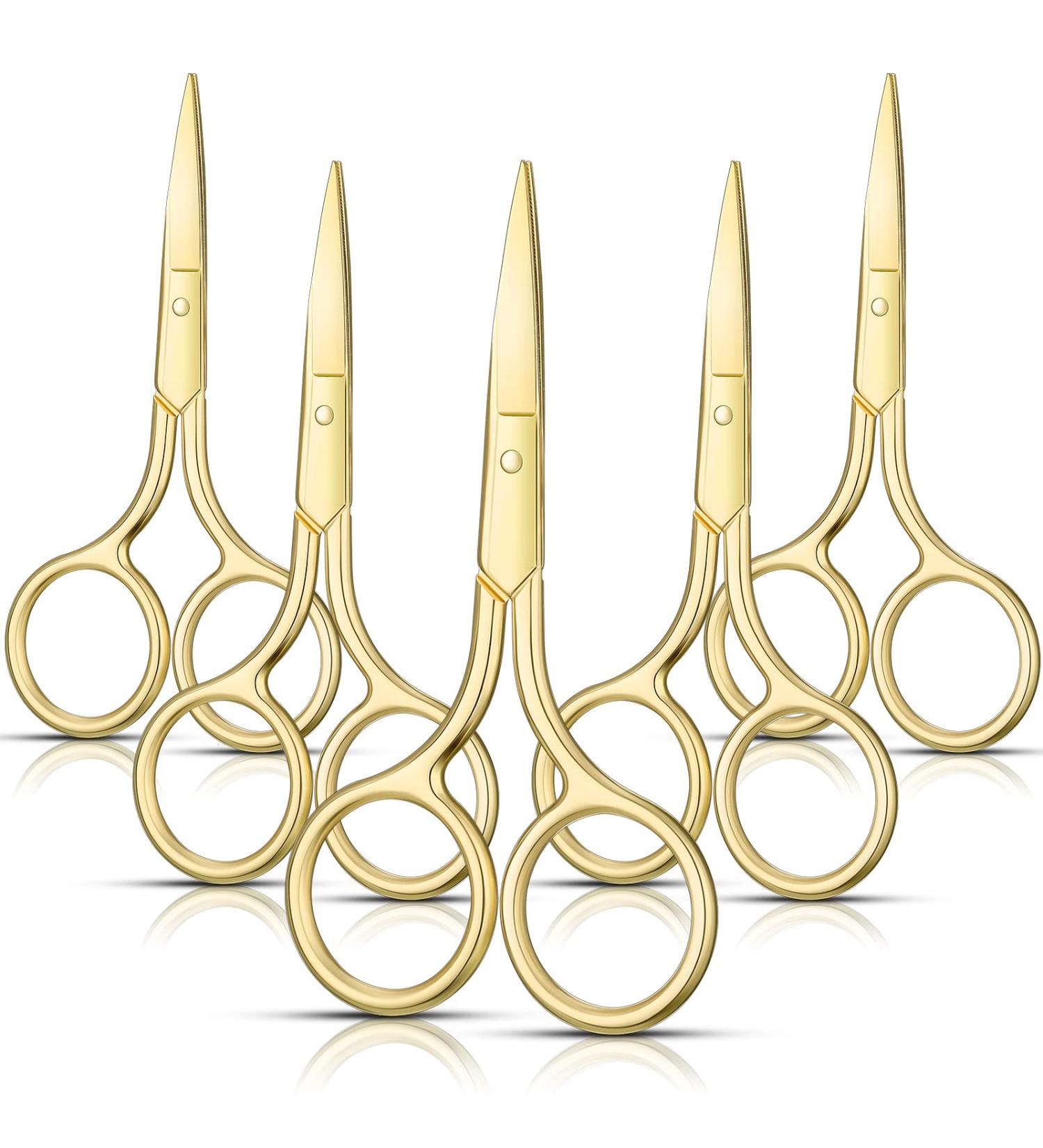 5-Piece Stainless Steel Nose Hair Scissor Set for Facial Grooming - Small Straight Tip Beauty Scissors for Hair, Mustache, Beard, and Eyebrow Trimming (Gold) - Buy Online on GoSupps.com
