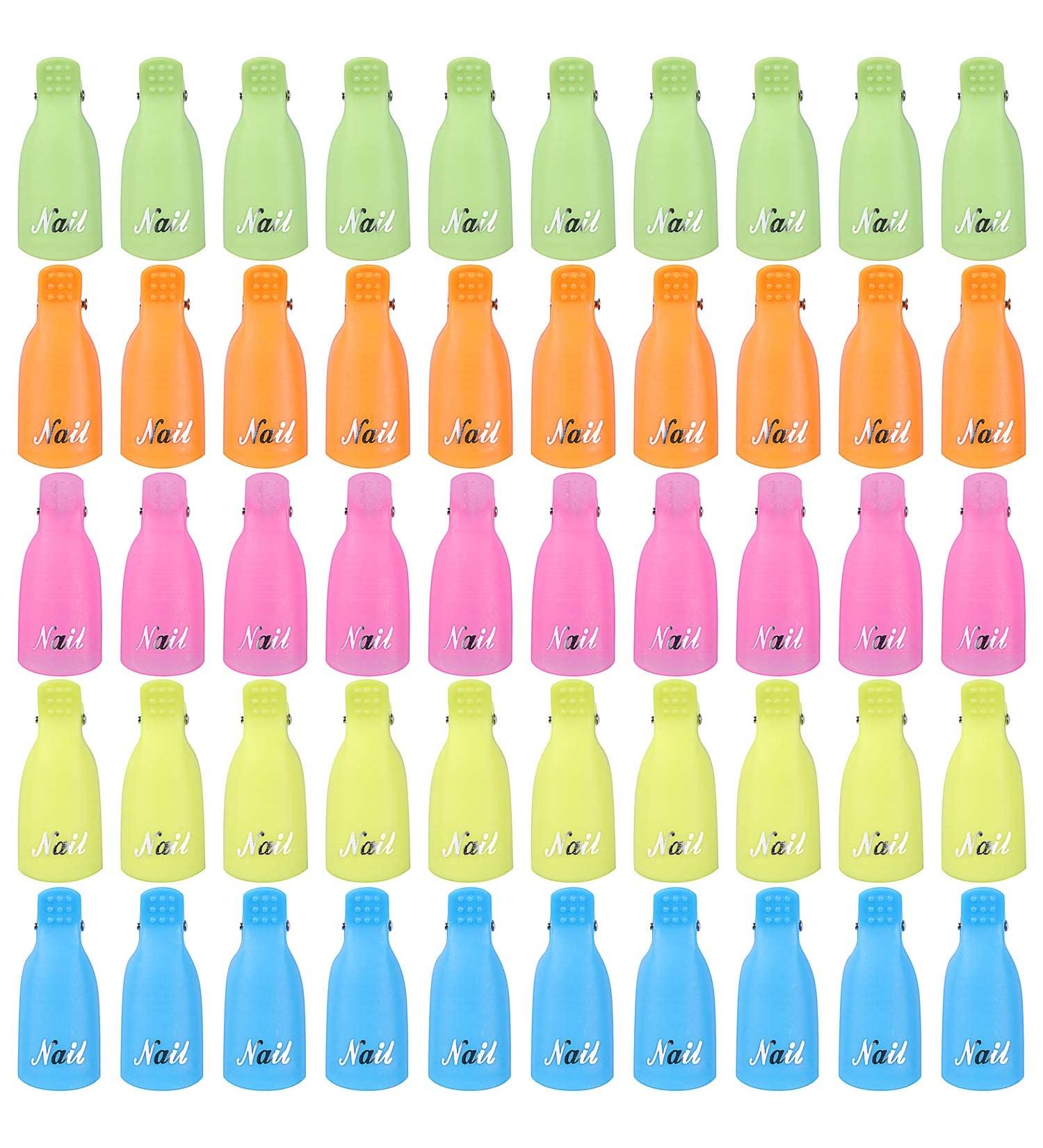 50 Pcs Nail Polish Remover Clips - Acrylic Soak Off Cap for UV Gel Polish Removal in 5 Colors - Buy Online on GoSupps.com