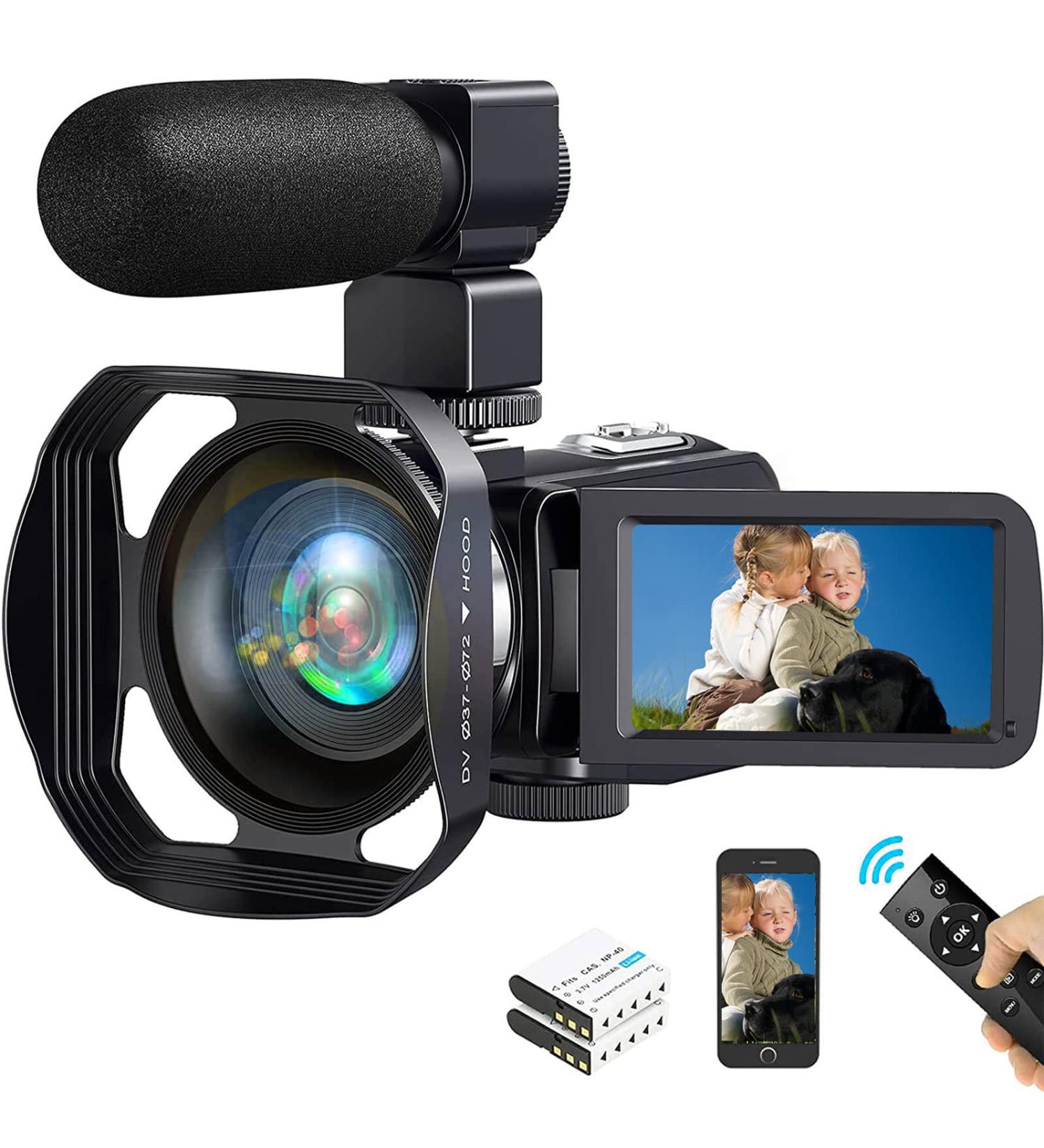 4K Camcorder 56MP 30FPS WiFi Vlogging Camera with Microphone, 3.0 Touch Screen, IR Night Vision and Remote Control - Black - Buy Online on GoSupps.com