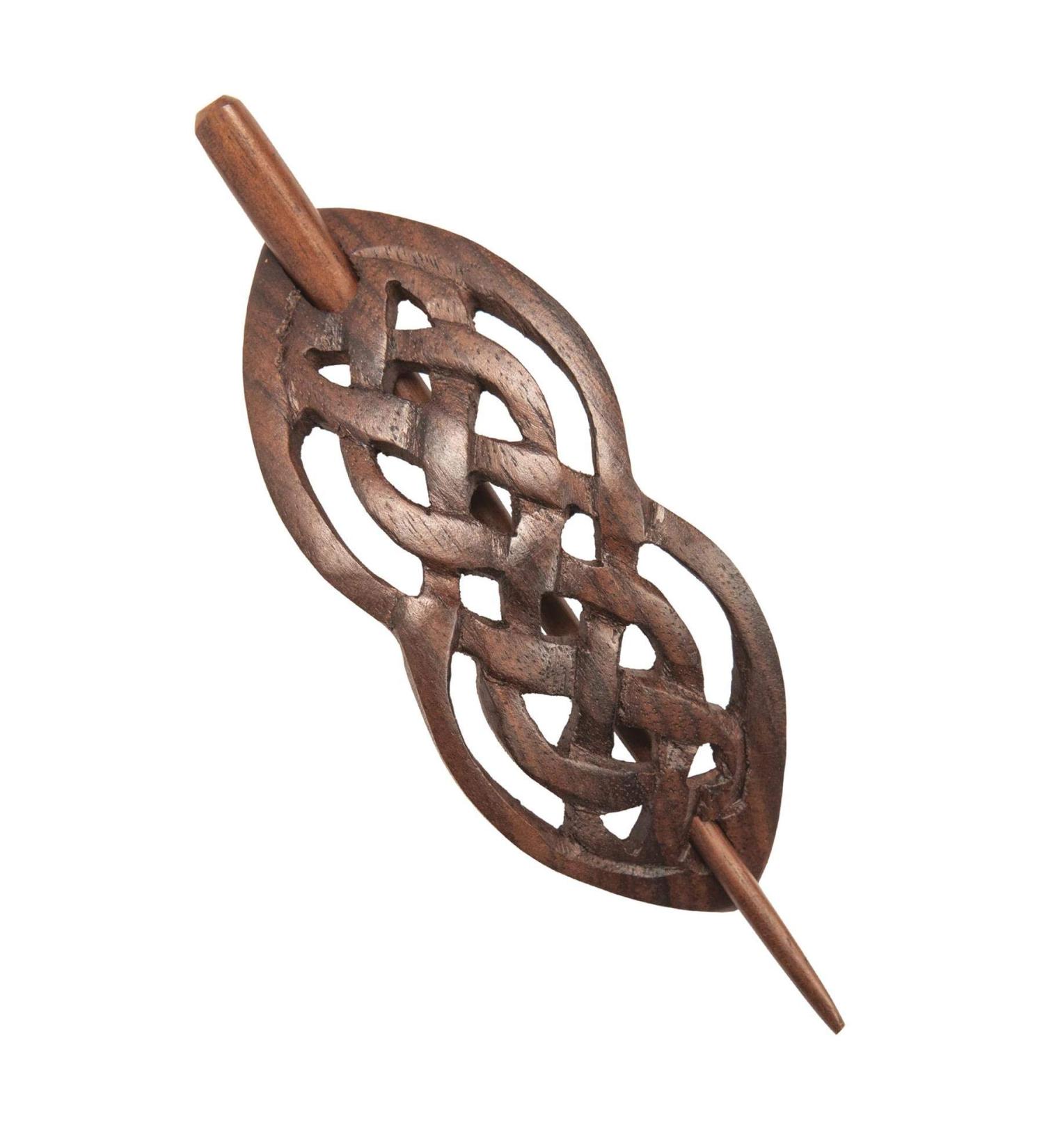 81stgeneration Handmade Natural Wood Celtic Knot Hair Barrette - Styling Wooden Hair Stick - Boho Hair Pins for Women Wedding - Vintage Style Brown Hair Accessories - Spiritual Gifts for Her - Buy Online on GoSupps.com