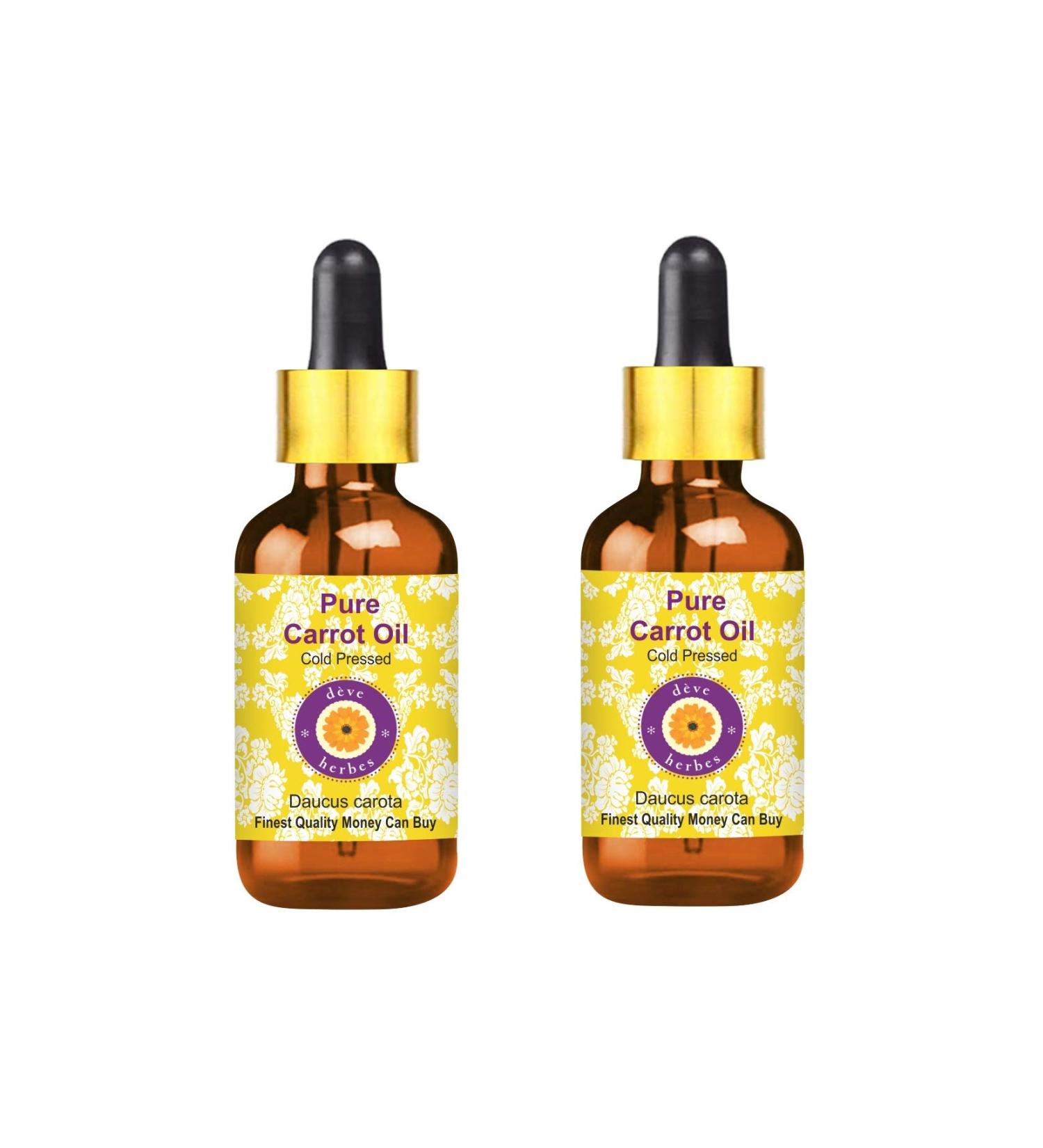 Deve Herbes Pure Carrot Oil Daucus carota with Glass Dropper 100 Natural Therapeutic Grade Cold Pressed for Personal Care Pack of Two 100ml X 2 6 oz - Buy Online on GoSupps.com