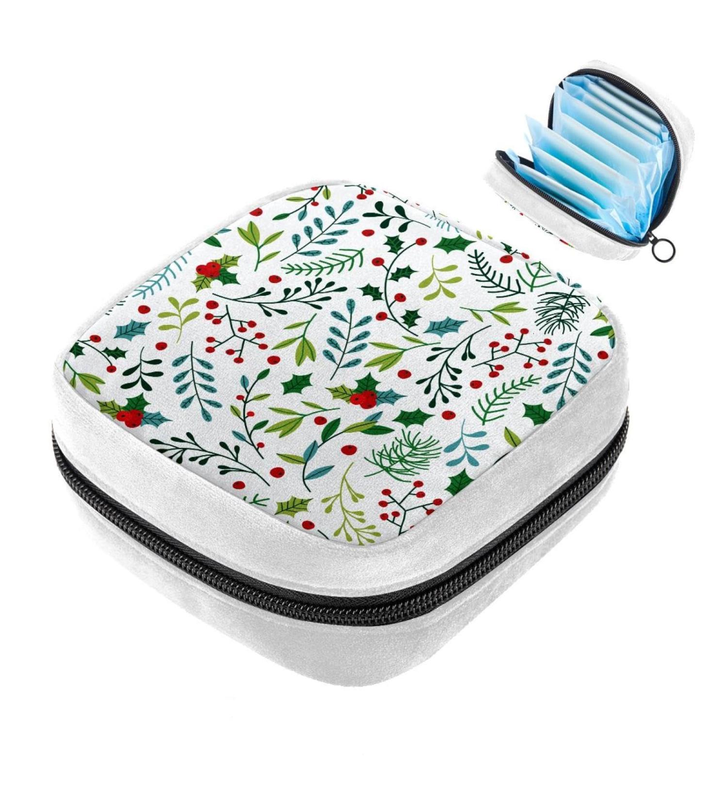 GIAPB Sanitary Napkin Storage Bag | Period Tampon Makeup Pad Pouch | Christmas Flowers & Leaf Color2586 - Buy Online on GoSupps.com