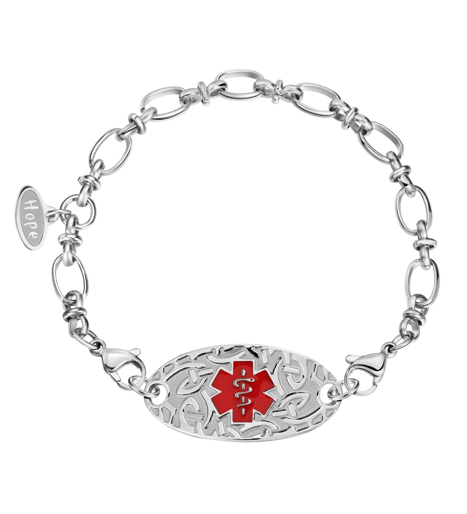 Custom Celtic Knot Medical Alert ID Bracelet for Women - Personalized Emergency Jewelry with Free Engraving | 6.0 to 9.0 Inches - Buy Online on GoSupps.com