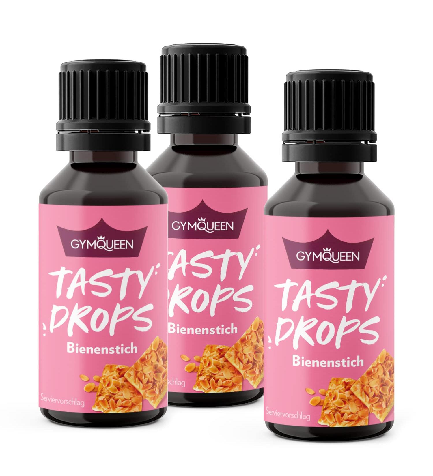 GymQueen Tasty Drops - Bienenstich Flavor 3x30ml | Zero Calorie Flavor Drops for Healthy Enjoyment - Buy Online on GoSupps.com