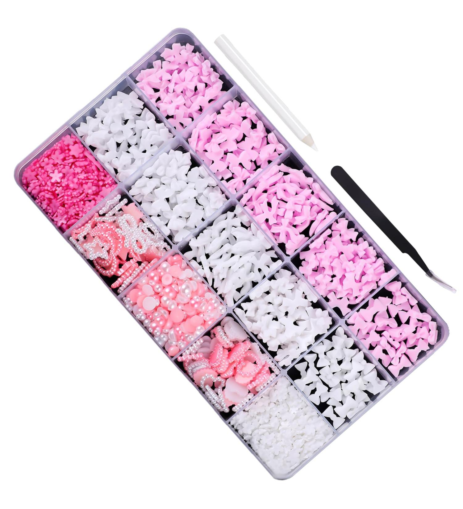 cute bowknot nail 3d bowknot nail art hirata flower nail art decoration nail supplies salon sweet bowknot nail cute 3d bow nail art pearl beads flower BKHZ011 - Buy Online on GoSupps.com