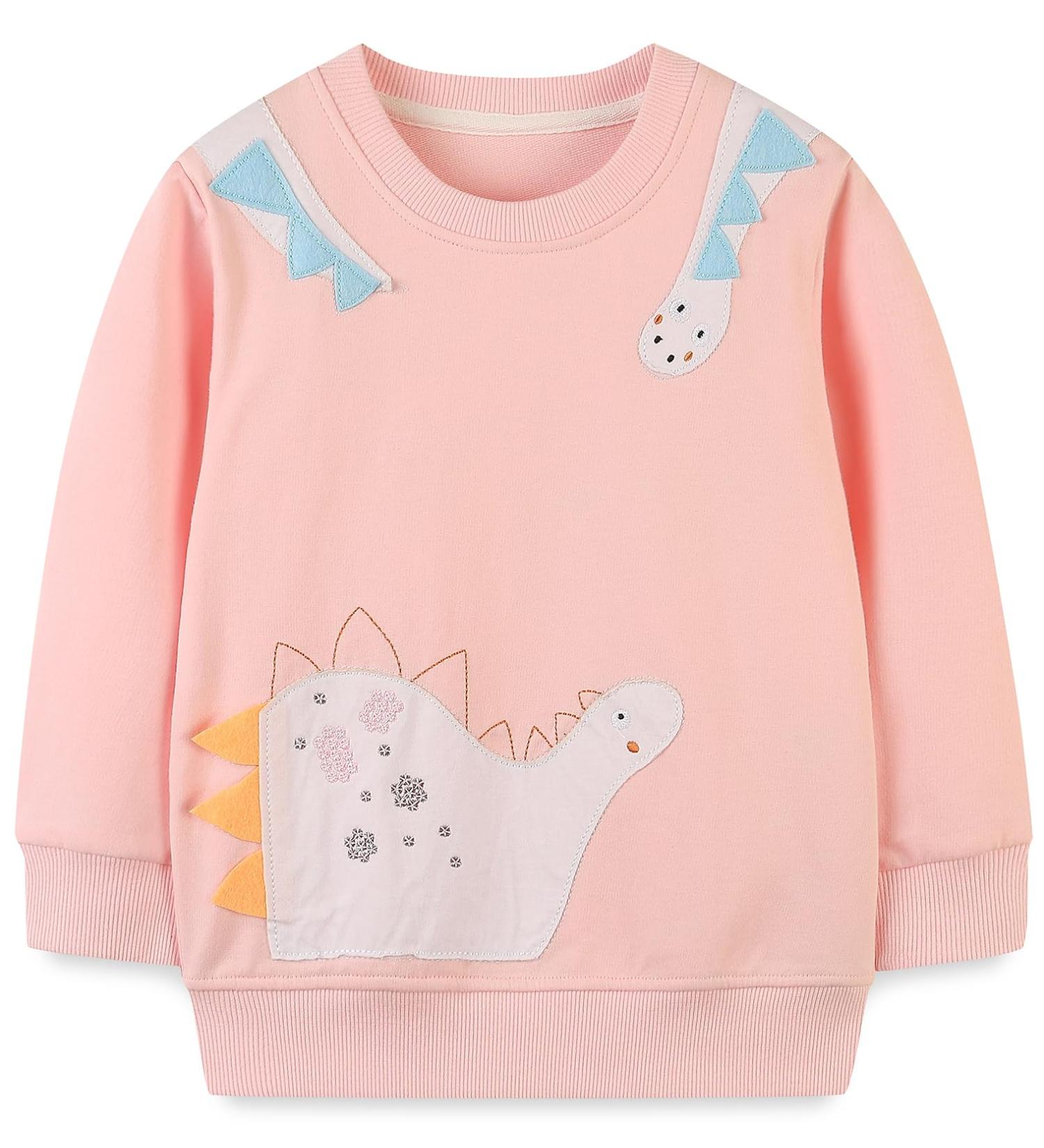 Girls Cotton Sweatshirt | Long Sleeve Toddler Jumper | Dinosaur Design | Ages 1-12 - Buy Online on GoSupps.com