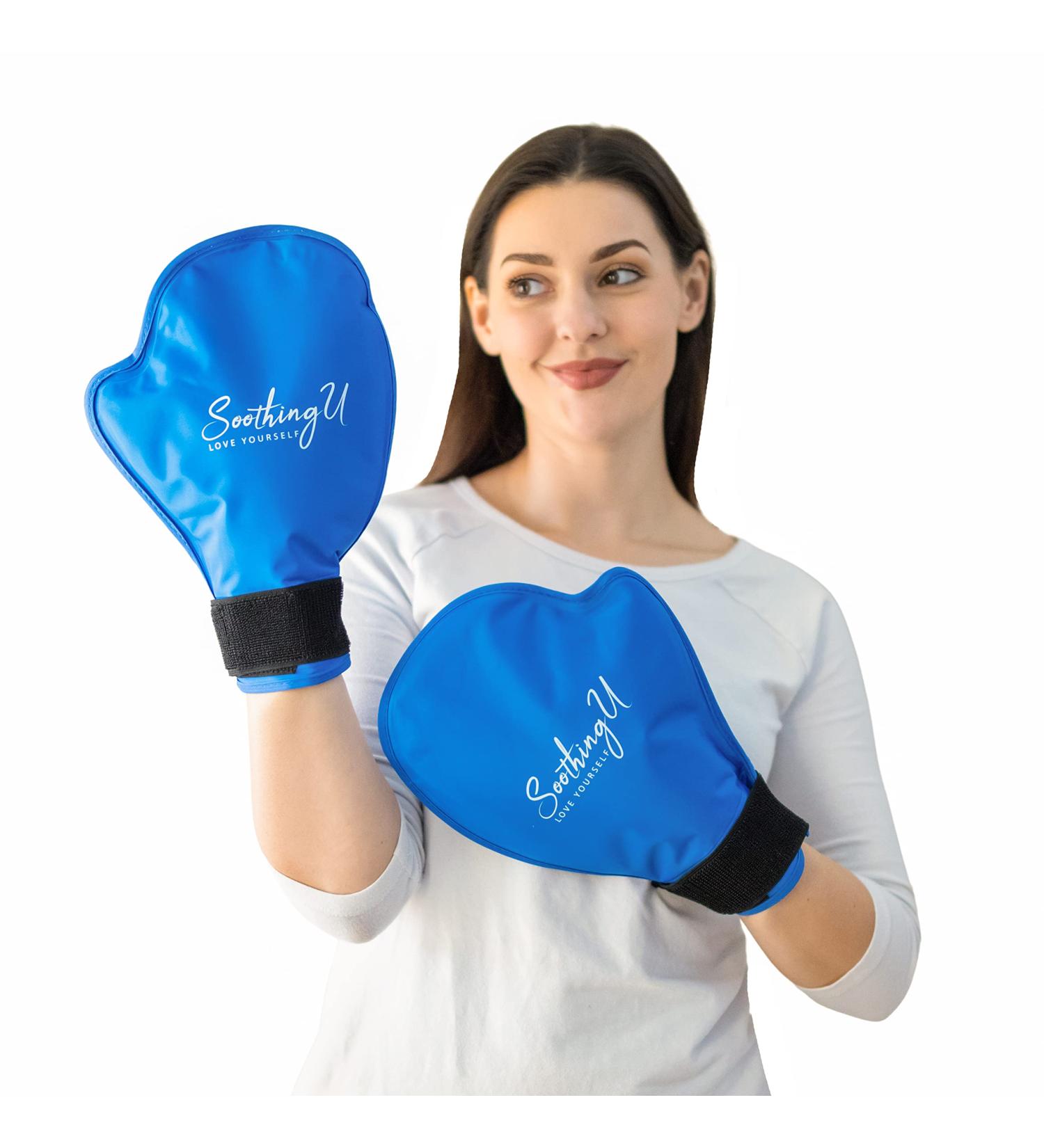 Soothing Hot and Cold Hand Therapy Gloves with Inner Finger Gel Pack - Pain Relief for Neuropathy, Arthritis, Carpal Tunnel - One Size Fits All - Buy Online on GoSupps.com