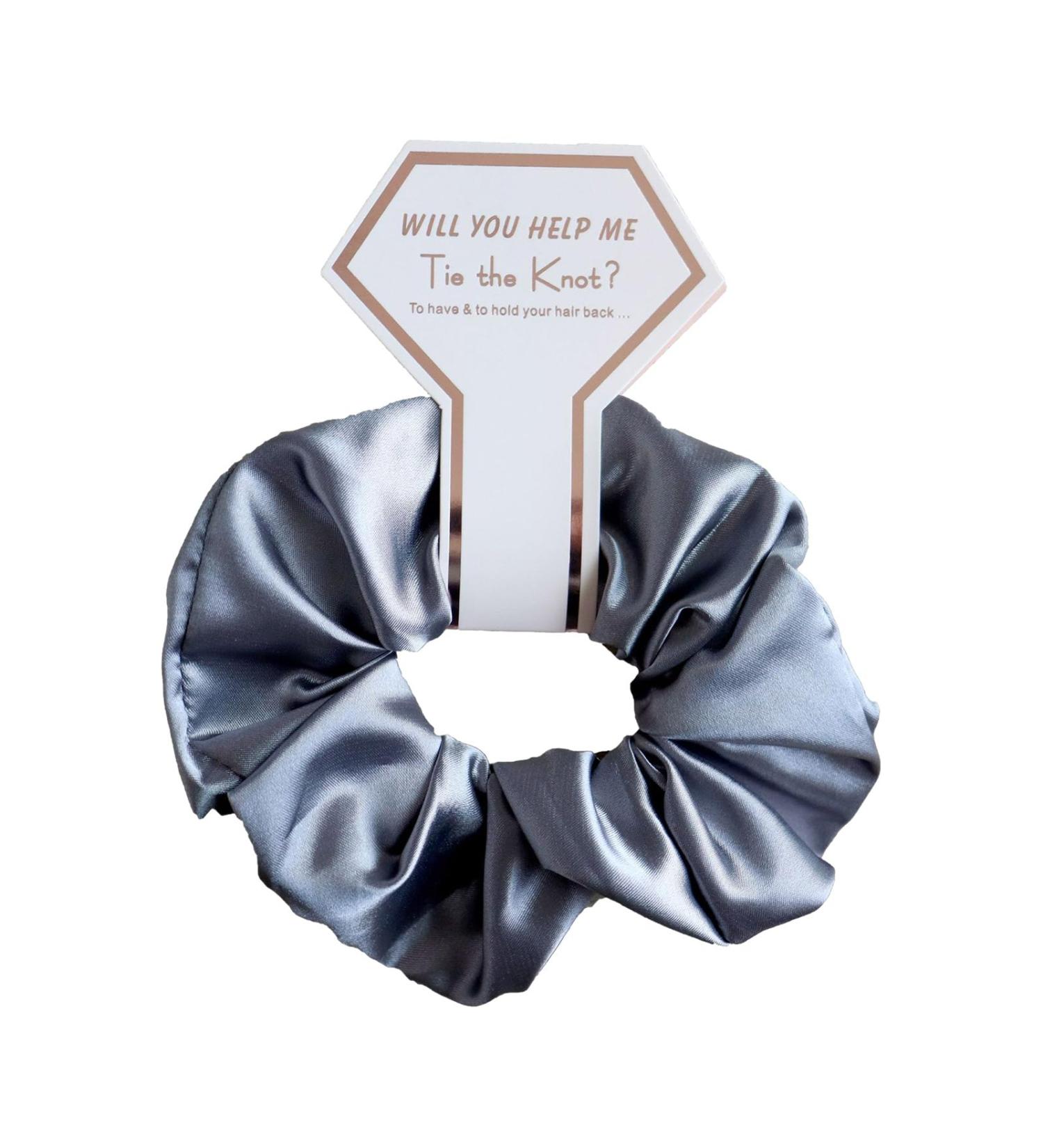 amangul Bridesmaid Hair Scrunchies Thick Updo Satins Scrunchies Bridal Shower Wedding Hair Rope Scrunchy Women Ponytail Holder(Dark Grey) - Buy Online on GoSupps.com