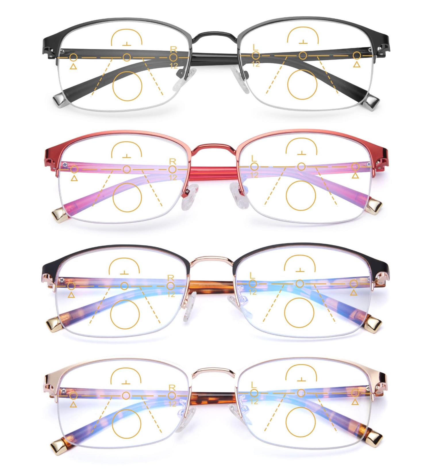 Vevesmundo Multifocal Blue Light Filter Glasses for Men - Set of 4 Reading Glasses (Strengths +1.0 to +3.5) - Premium Eye Protection - Buy Online on GoSupps.com