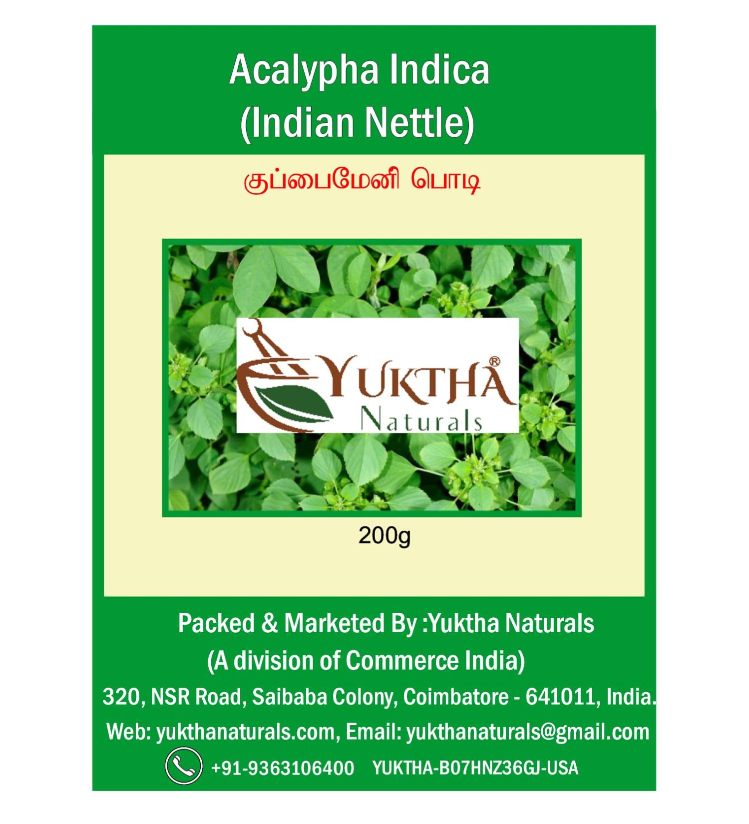 Yuktha Naturals Harita Manjari Kuppaimeni/Acalypha Indica Powder/Indian Nettle - 200g - Buy Online on GoSupps.com
