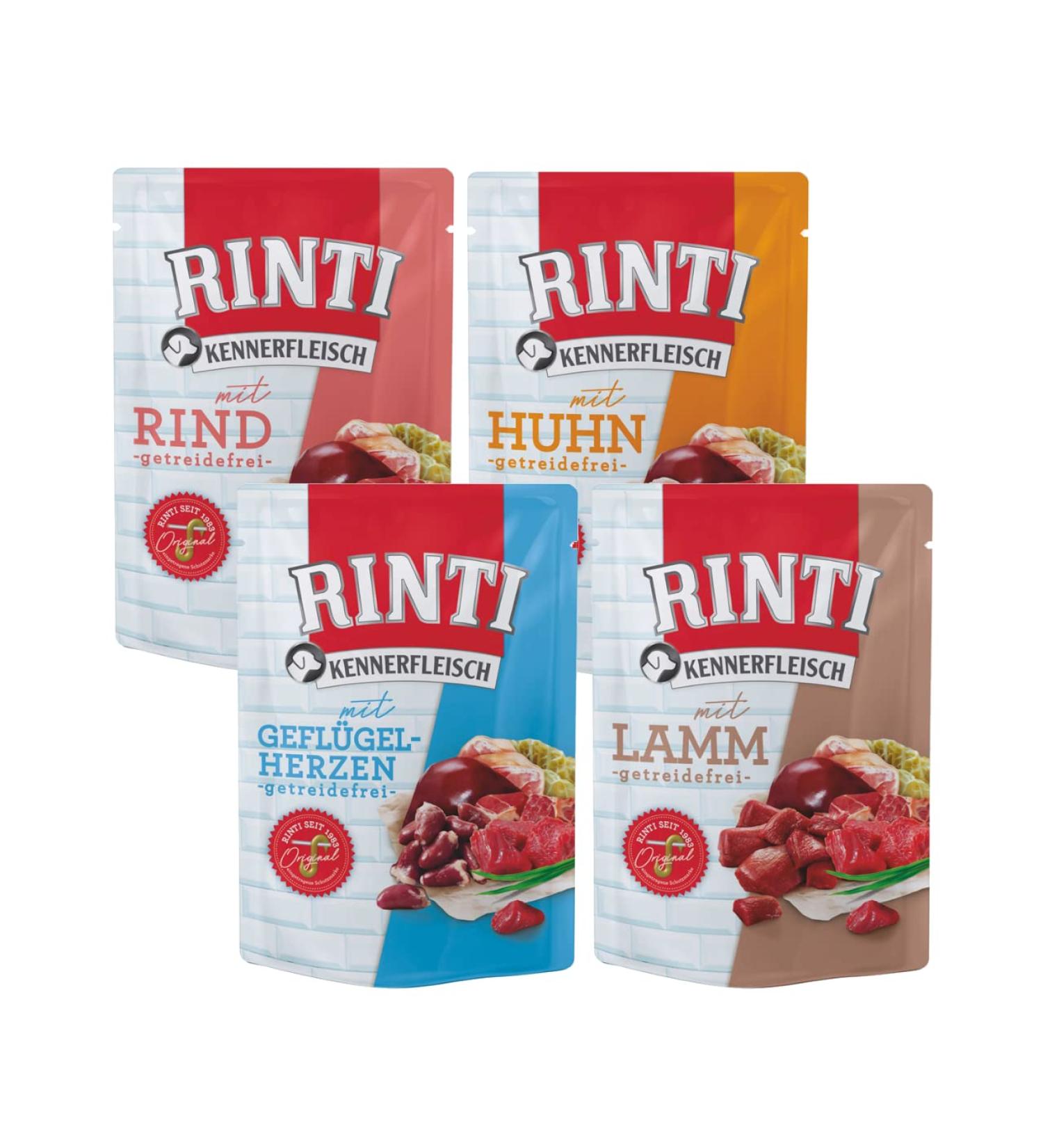 RINTI Kennerfleisch 400g Grain-Free Dog Food Mix - 4 Varieties Available in Packs of 12 or 20 - Premium Wet Food for Dogs - Buy Online on GoSupps.com