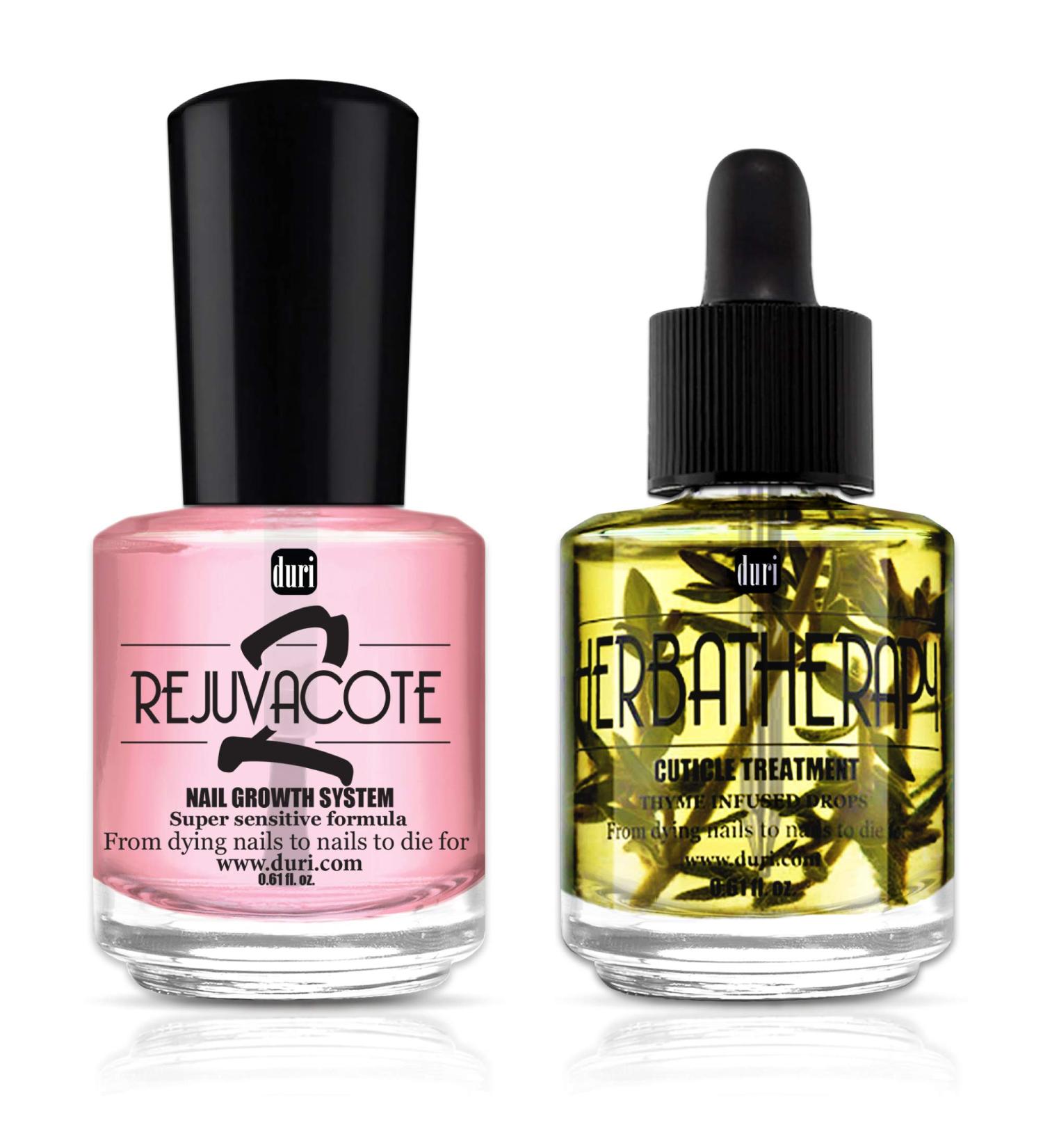 duri Rejuvacote 2 Nail Growth System Base and Top Coat + Herbatherapy Cuticle Treatment Drops - Stronger & Healthier Nails Combo Pack - Buy Online on GoSupps.com