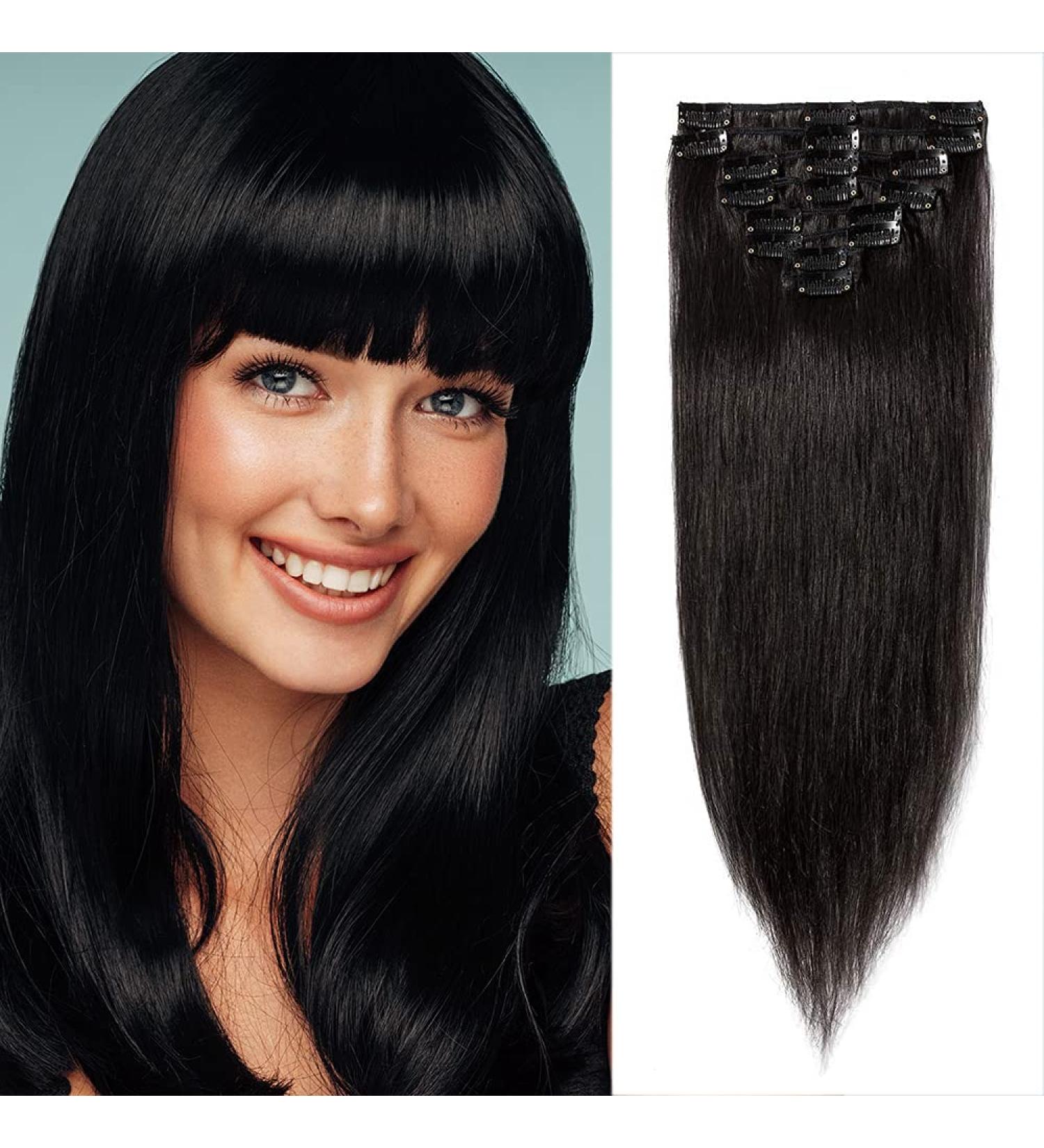 Buy 100% Remy Human Hair Clip-in Extensions - Natural Black #1B-1 20 (50cm) 70g - Affordable Real Hair Tressen Online - Buy Online on GoSupps.com