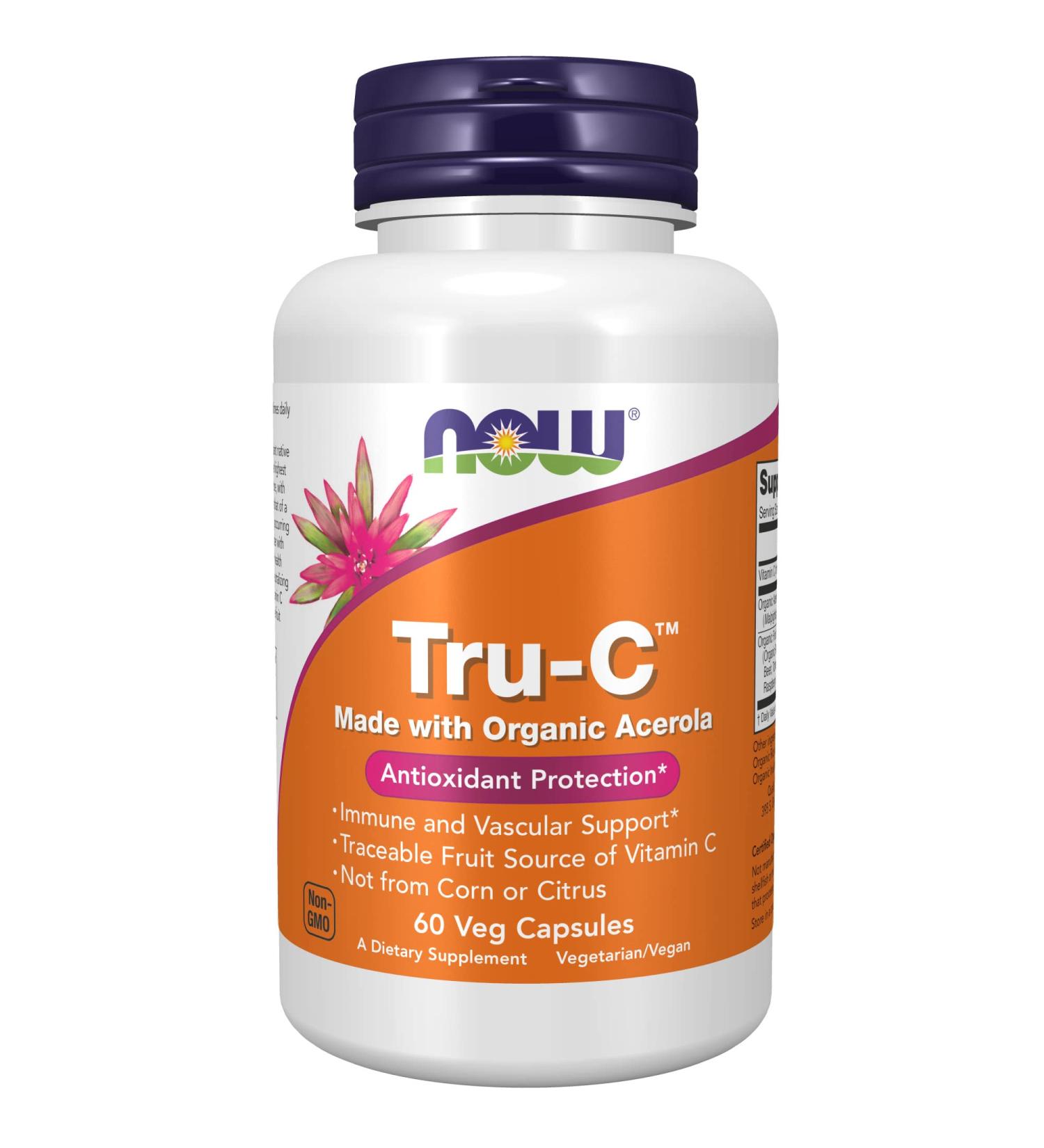 Now Foods Tru-C 60 Veg Capsules | Powerful Vitamin C Supplement for Immune Support - Buy Online on GoSupps.com