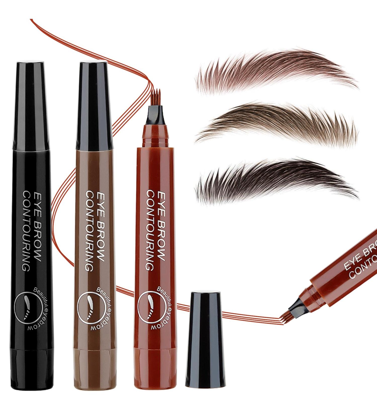 PIWOSGOL 3 PCS Waterproof Eyebrow Pencil Microblading Eyebrow Pen with 4 Dots Waterproof Eyebrow Pencil Fine-Stroke & Long Lasting Creates Natural Eyebrow Hairs -3 Colors - Buy Online on GoSupps.com