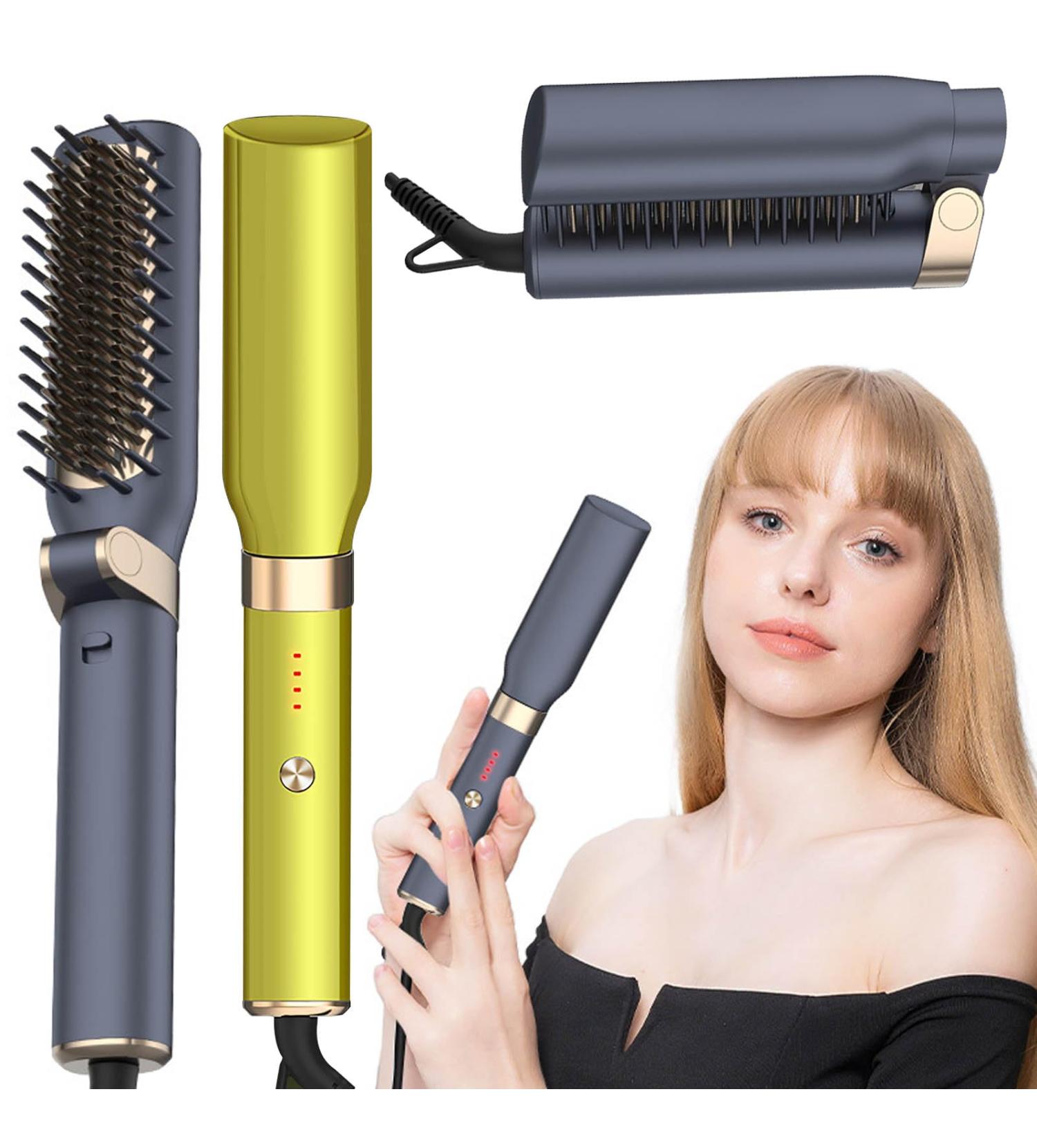 Sanyi Upgraded Portable Hot Air Comb - Heated Hair Straightening Brush for All Hair Types | One-Touch Folding Design in Avocado Green - Buy Online on GoSupps.com