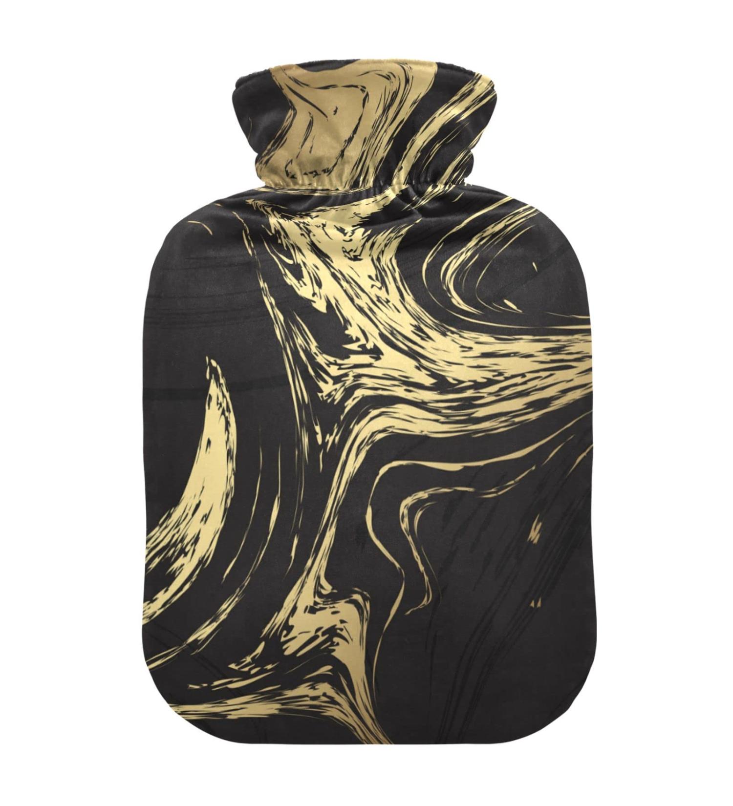 Black Gold Marble Heat Bottle - 2L | Pain Relief Heating Bag for Cramps | International Shipping - Buy Online on GoSupps.com