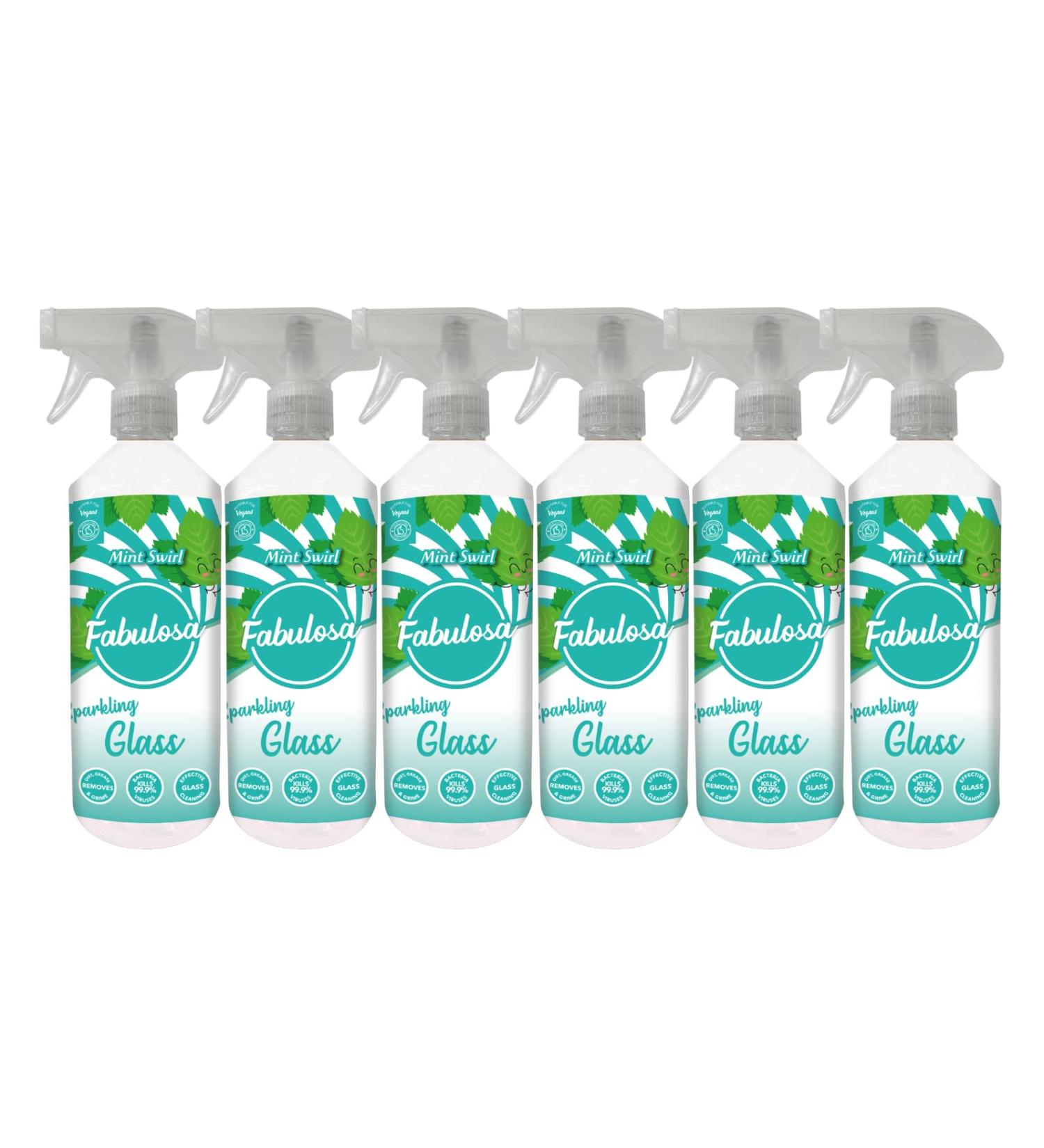 Fabulosa Anti-Bacterial Streak-Free Glass Cleaner Trigger Spray with Lasting Fragrance 500ml 6 Pack Mint Swirl Mint 1 Count (Pack of 1)