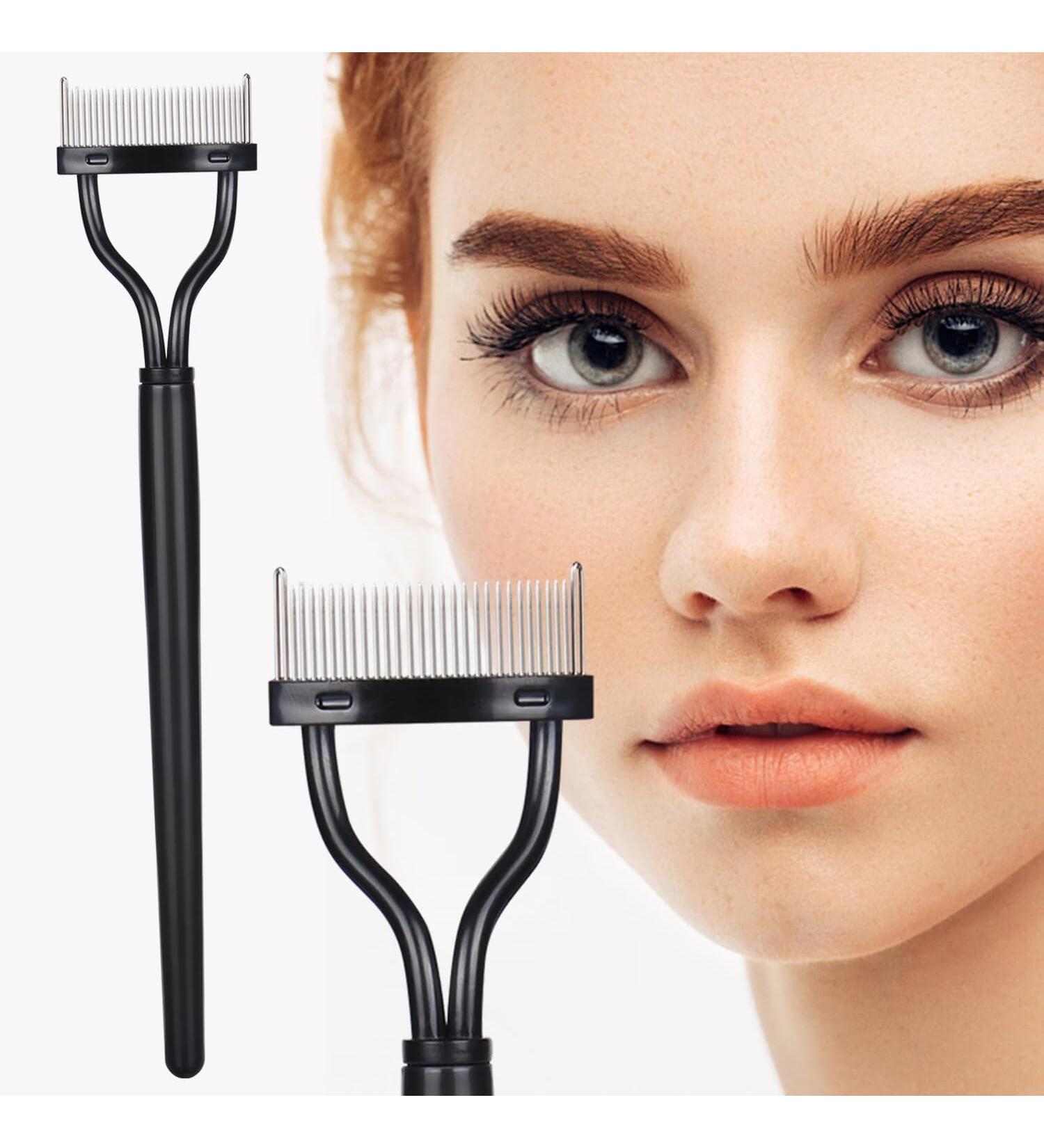 Eyelash Separator Tool - Metal Teeth Eyelash Comb - Curved Design Mascara Comb for Eyelash Separation and Eyebrow Grooming - Perfect for Girls and Ladies Black