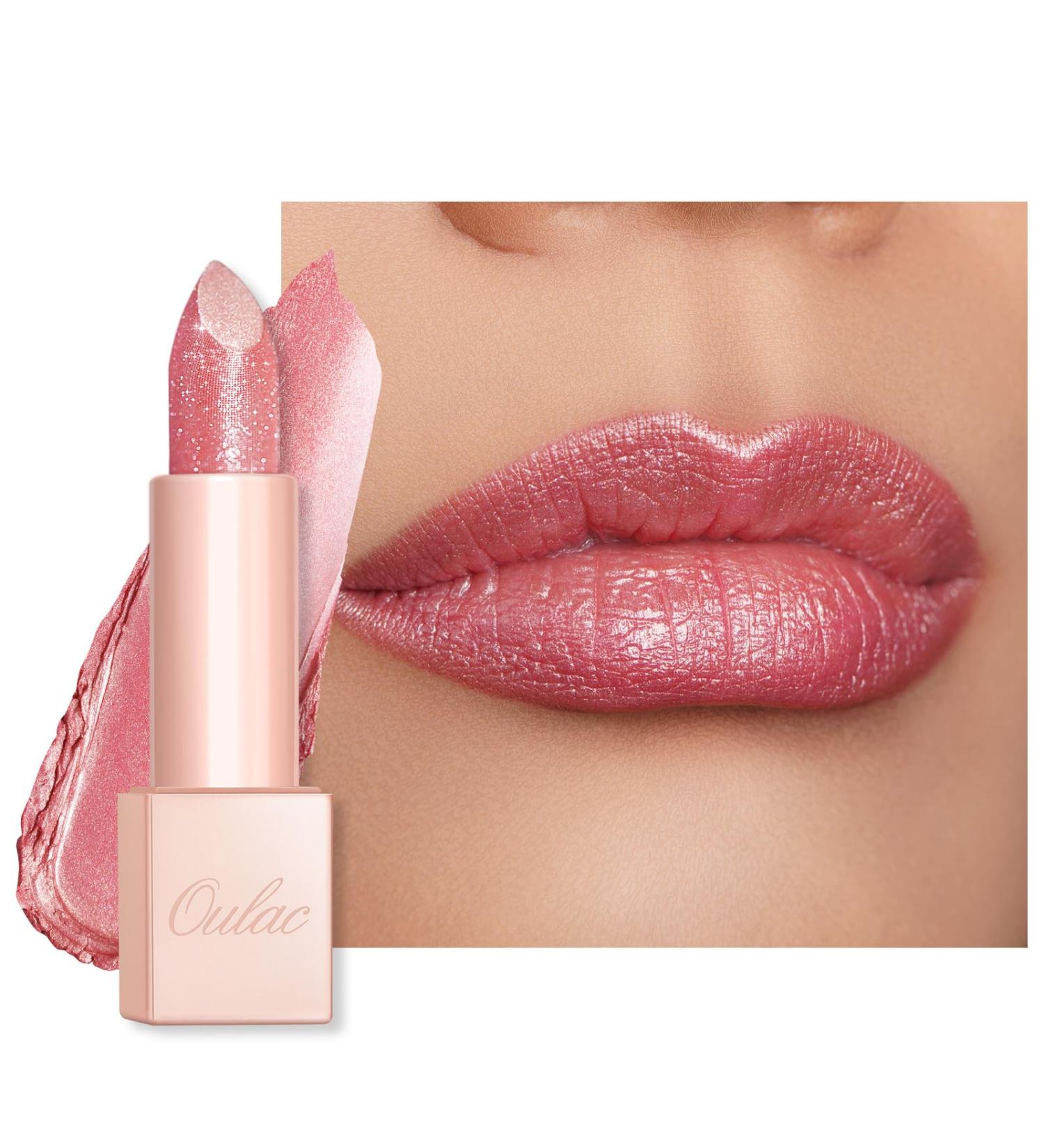 Oulac Moisturizing Pink Lipstick - Vegan Shimmer Lip Balm for Women | Hydrating & Lightweight Makeup - PG03 Pink Jewel - Buy Online on GoSupps.com
